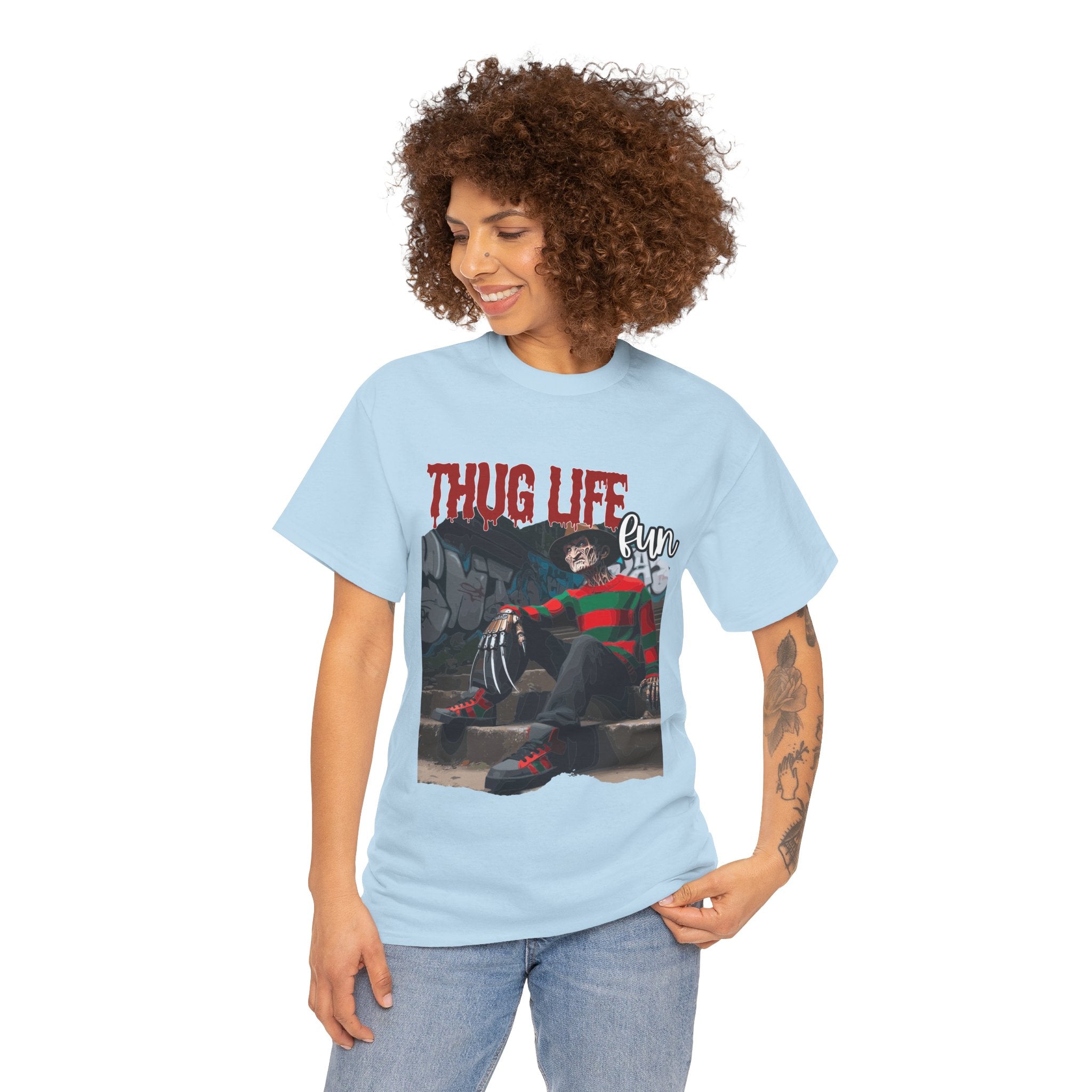 Freddie Kruger, Thug Life Tee - Horror Graphic Tee, Unisex Cotton Shirt, Halloween Costume, Horror Movie Gift