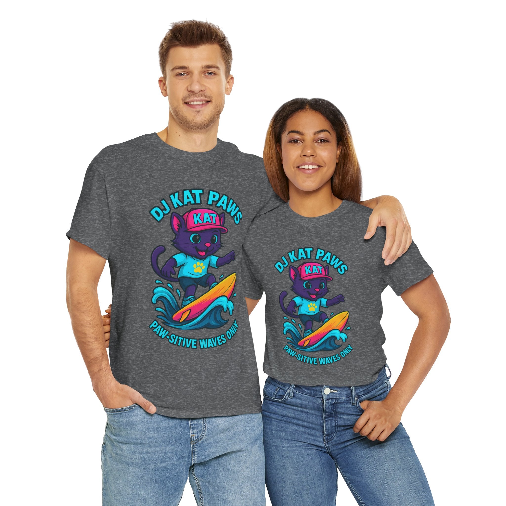 DJ KAT PAWS Paw-sitive Waves Only Surfing Tee