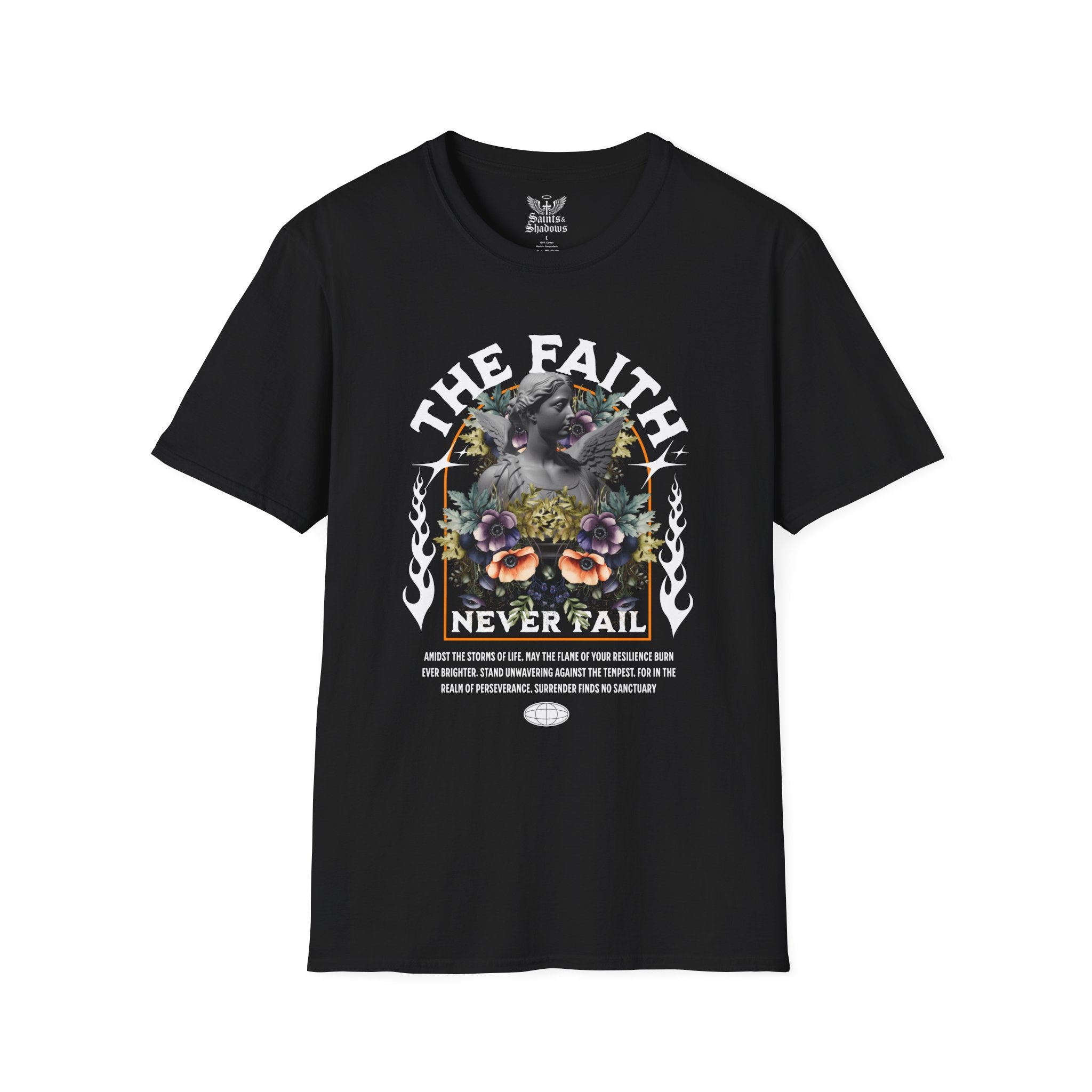 Saints and Shadows - The Faith Never Fail, Angelic Artwork Unisex Softstyle T-Shirt, Casual Wear