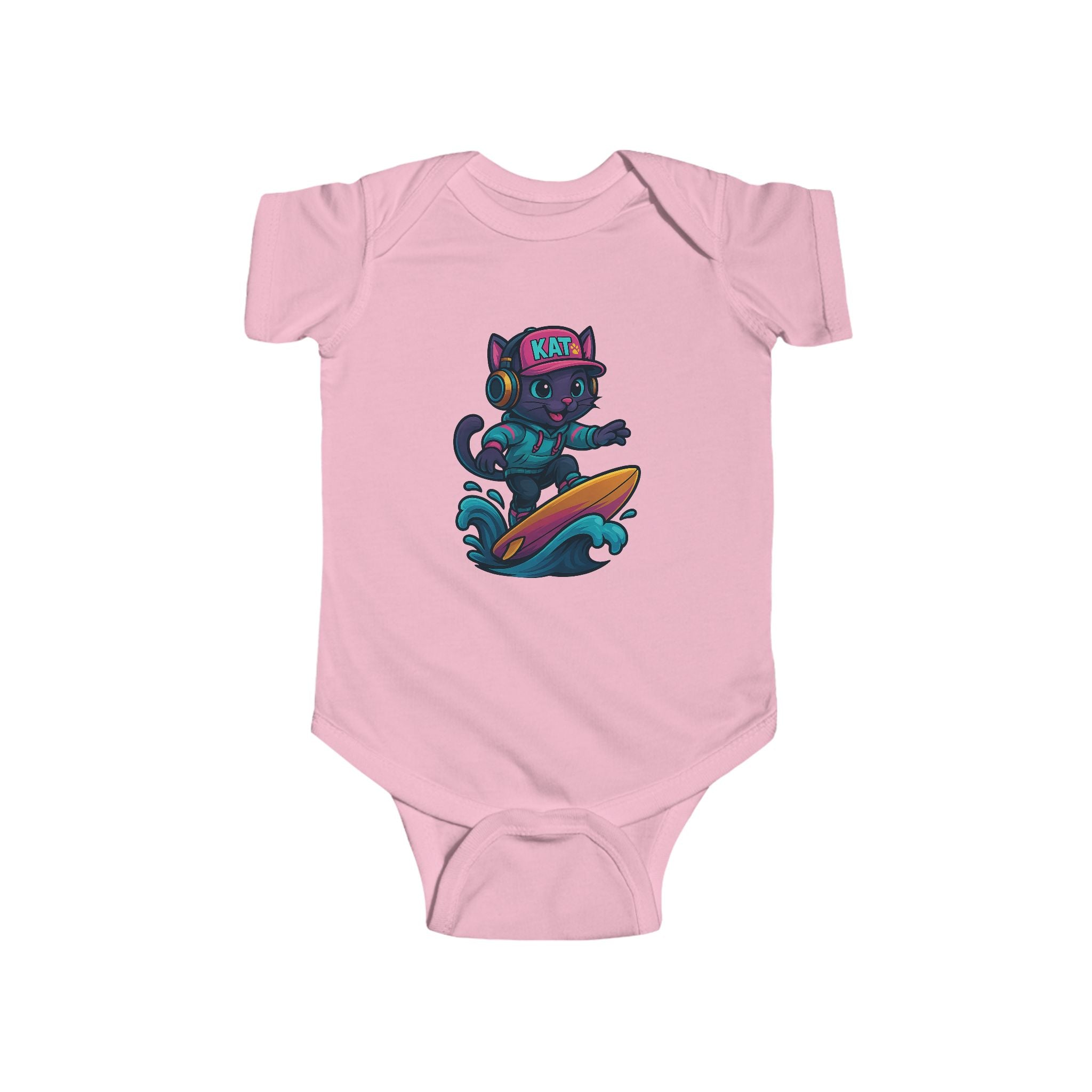 DJ KAT PAWS Surfing Champ | Infant Bodysuit, Cute Baby Gift, Nursery Apparel, Baby Shower Gift, Unique Baby Clothing