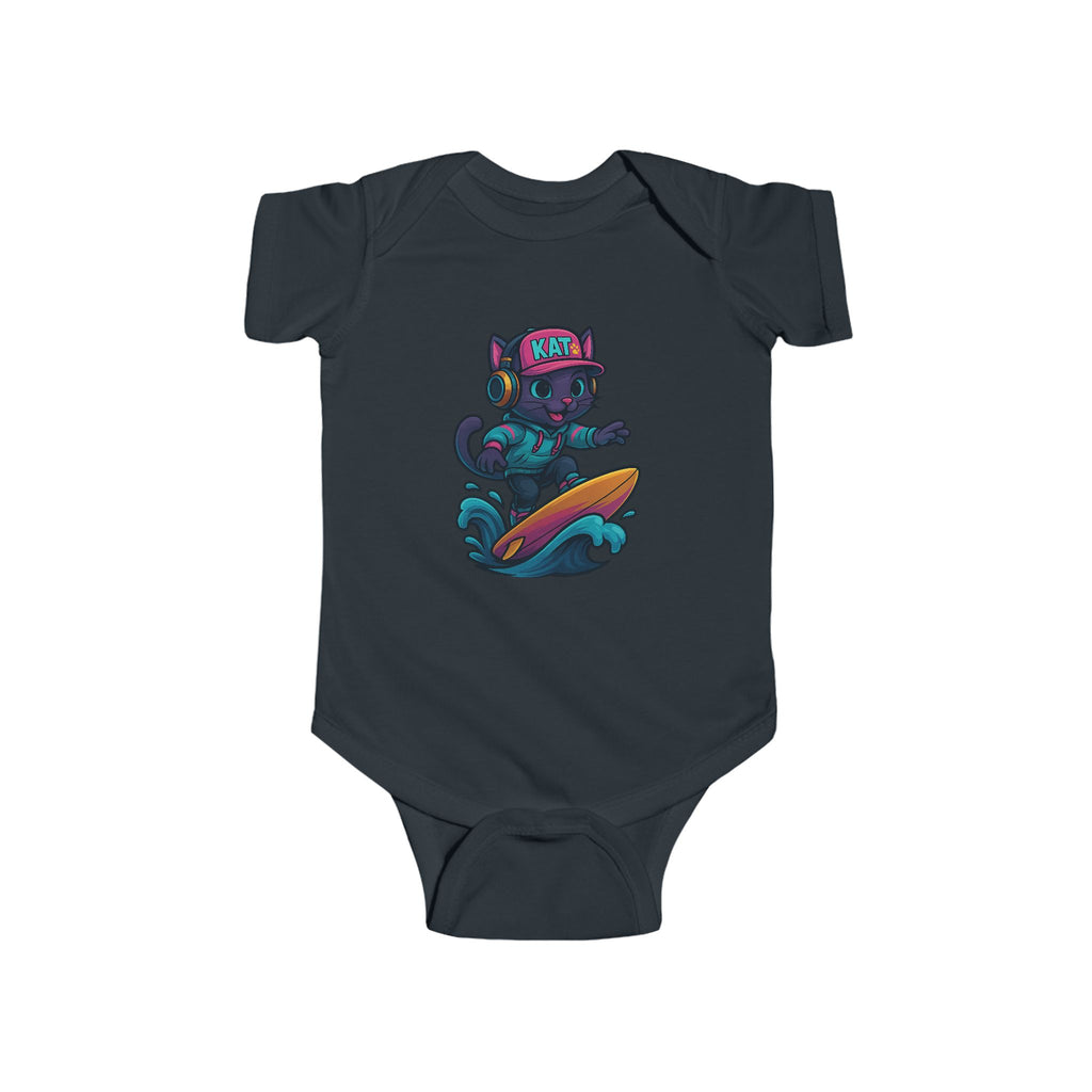 DJ KAT PAWS Surfing Champ | Infant Bodysuit, Cute Baby Gift, Nursery Apparel, Baby Shower Gift, Unique Baby Clothing