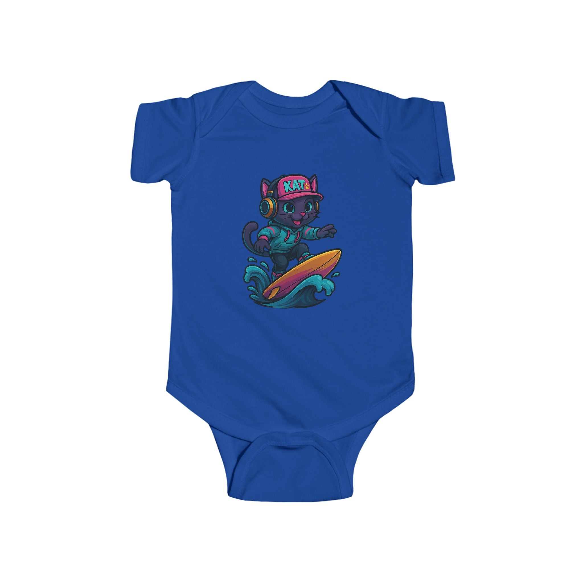 DJ KAT PAWS Surfing Champ | Infant Bodysuit, Cute Baby Gift, Nursery Apparel, Baby Shower Gift, Unique Baby Clothing