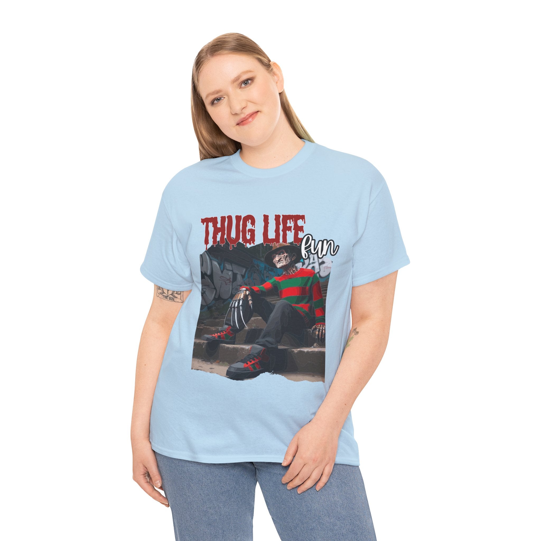 Freddie Kruger, Thug Life Tee - Horror Graphic Tee, Unisex Cotton Shirt, Halloween Costume, Horror Movie Gift