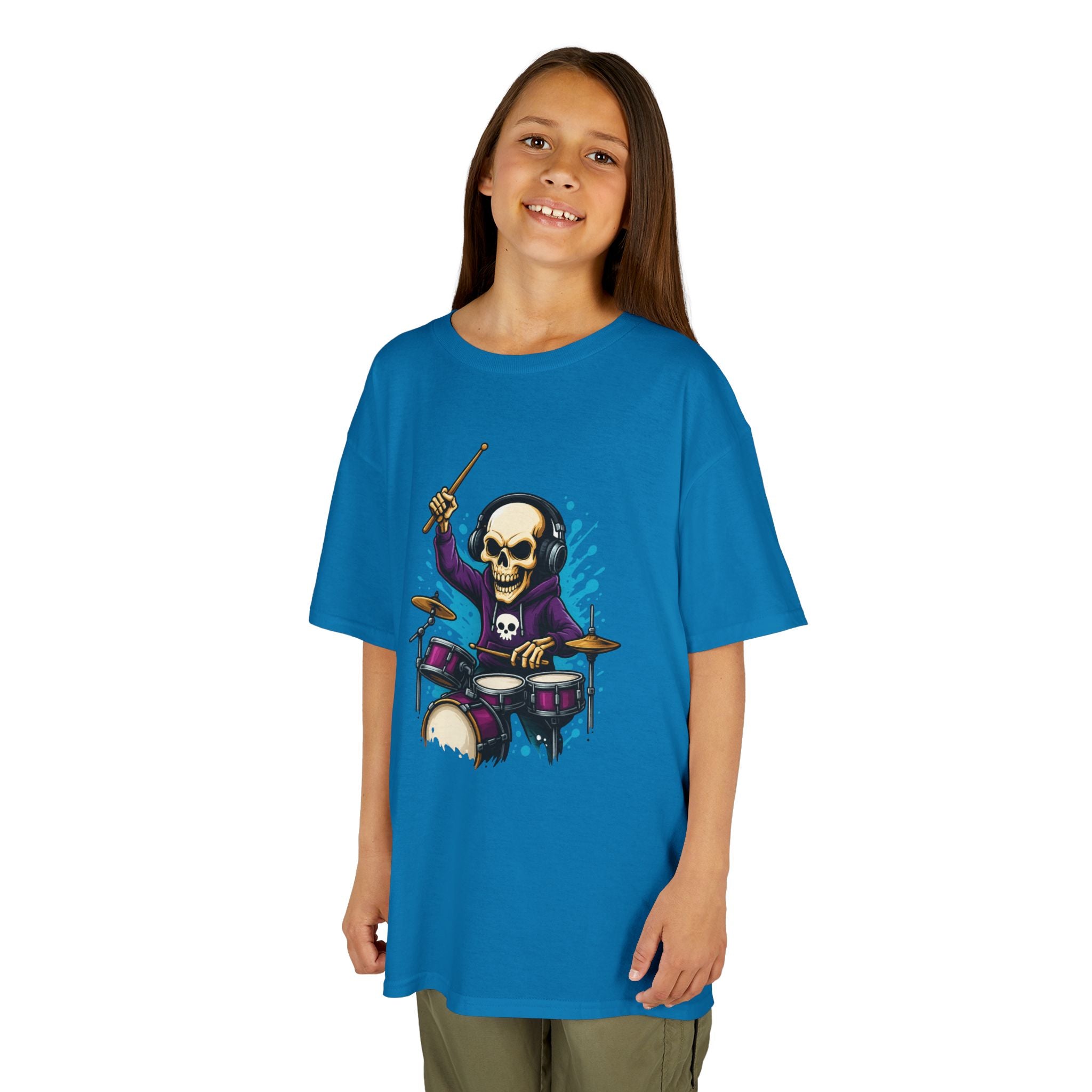 Bone Jams MC Bonez Kids Tee | Drummer Edition | Halloween Costume, Birthday Gift & Drop Dead Beats Apparel