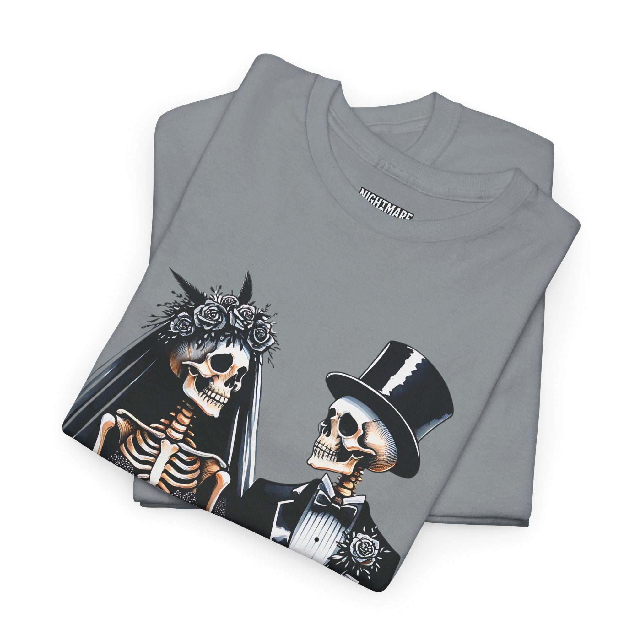 Skeleton Bride and Groom Wedding. Til Death, Tee - Horror Graphic Tee, Unisex Cotton Shirt, Halloween Costume, Horror Movie Gift, Spooky T-Shirt, Horror Fan Apparel