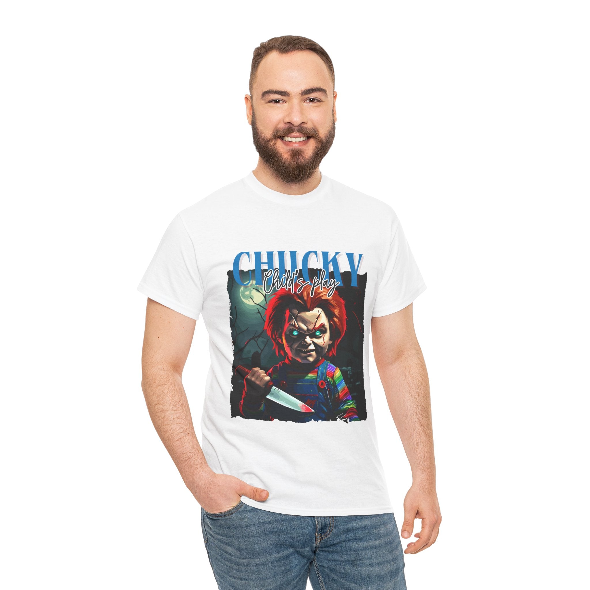 Chucky Horror Graphic Tee, Unisex Cotton Shirt, Halloween Costume, Horror Movie Gift, Spooky T-Shirt, Horror Fan Apparel