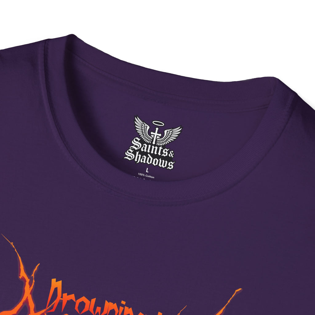 Saints and Shadows -Drowning In Anguish, Angelic Artwork Unisex Softstyle T-Shirt, Casual Wear