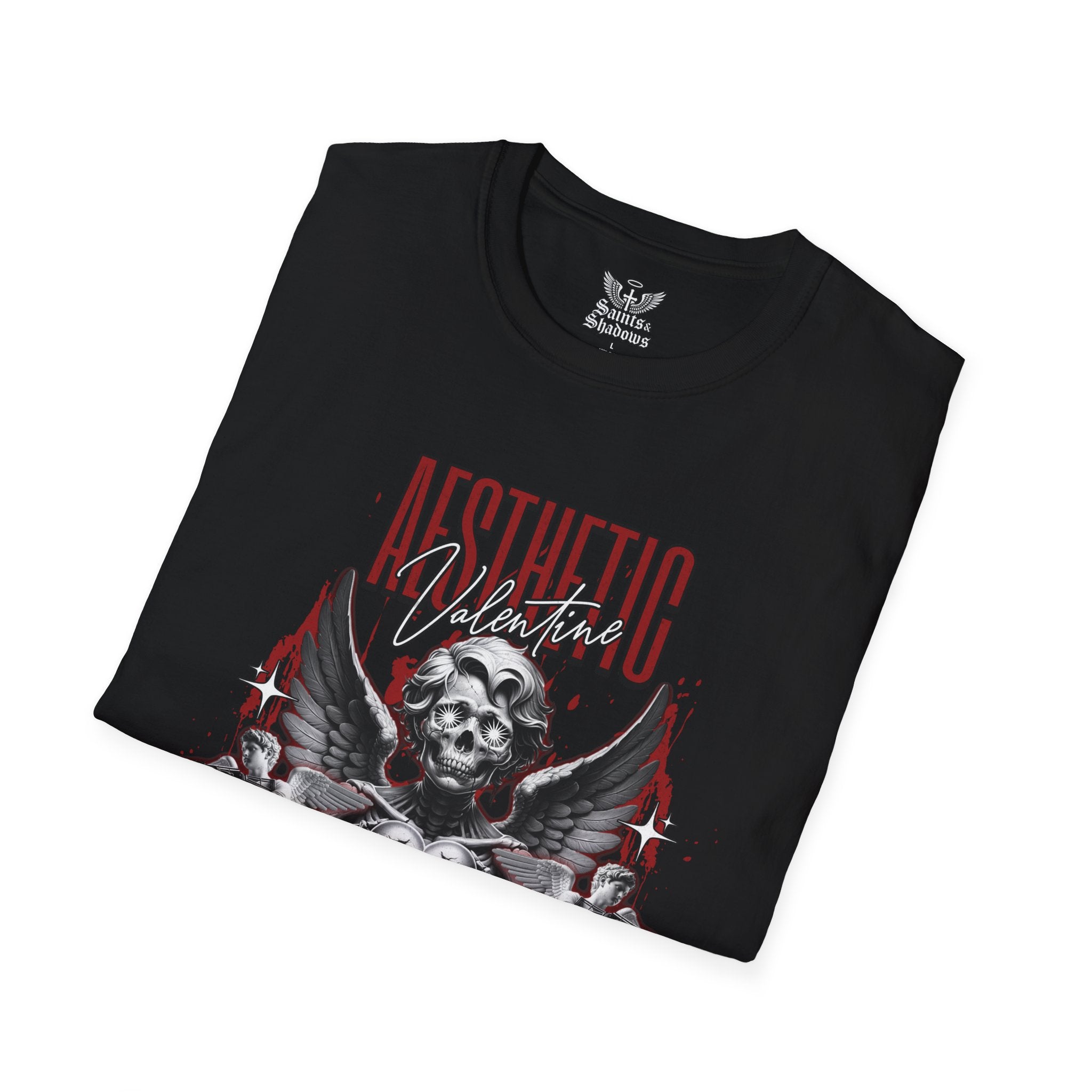 Saints and Shadows - Aesthetic Valentine, Angelic Artwork Unisex Softstyle T-Shirt, Casual Wear