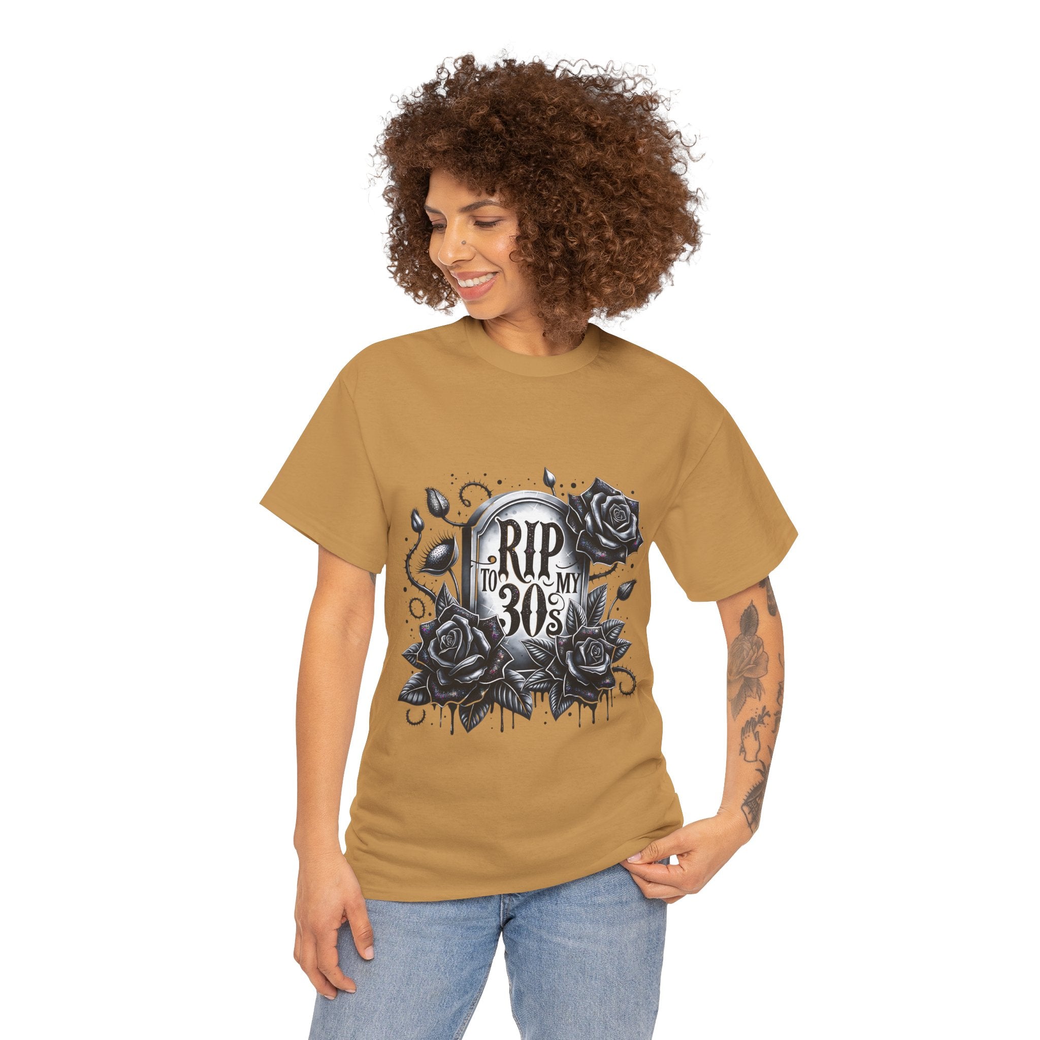 RIP to My 30s, Heavy, Unisex Graphic Shirt, Birthday Gift, Casual Wear, Vintage Style, Floral Design T-shirt