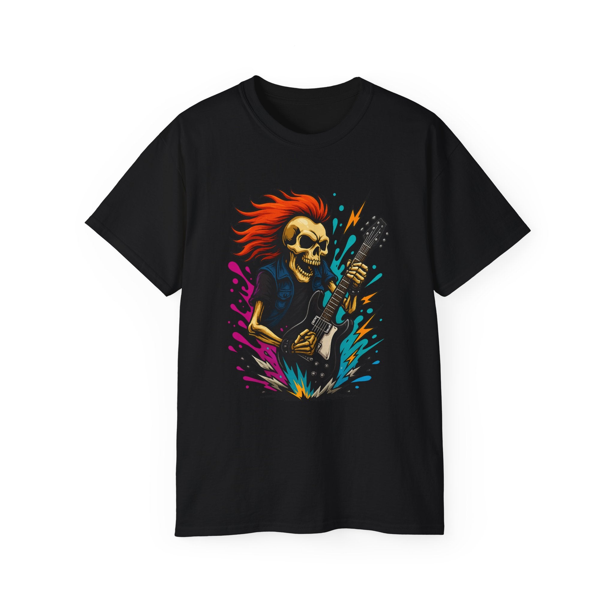Rockin' Skull T-Shirt - Perfect for Music Lovers, Festival Gear, Halloween, Gift for Musicians, Vintage Band Tee, Casual Wear