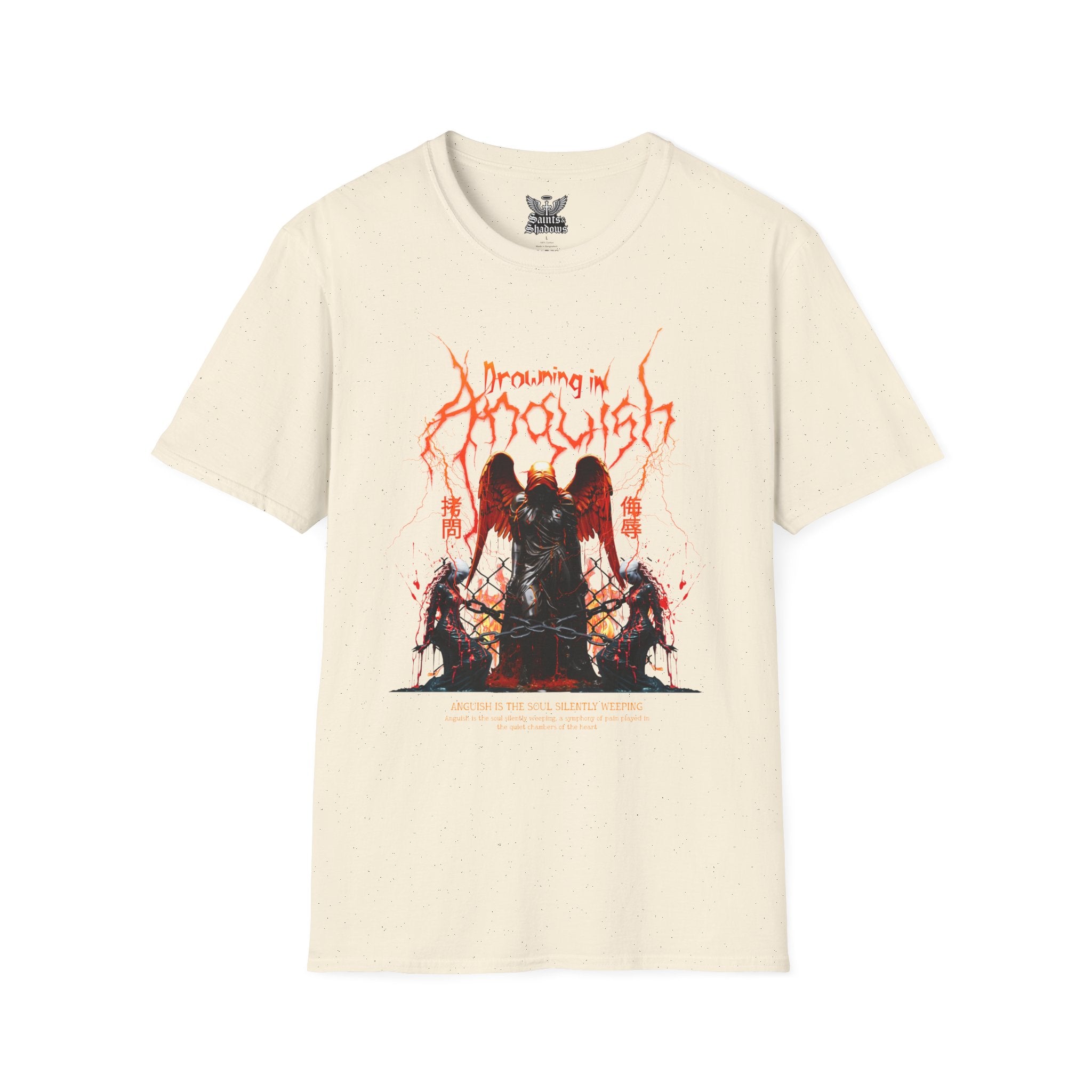 Saints and Shadows -Drowning In Anguish, Angelic Artwork Unisex Softstyle T-Shirt, Casual Wear