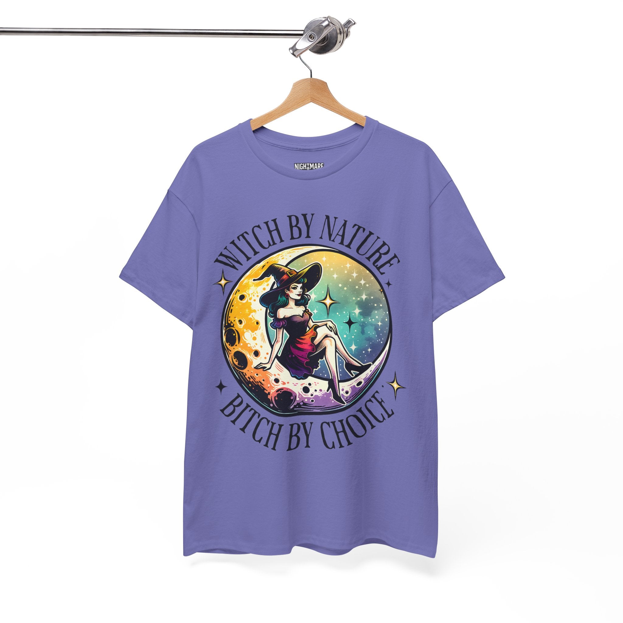 Witchy Cotton Tee - "Witch by Nature, Bitch by Choice" | Unisex Tee for Spooky Season, Boho Fashion, Festival Wear, Gift for Witches