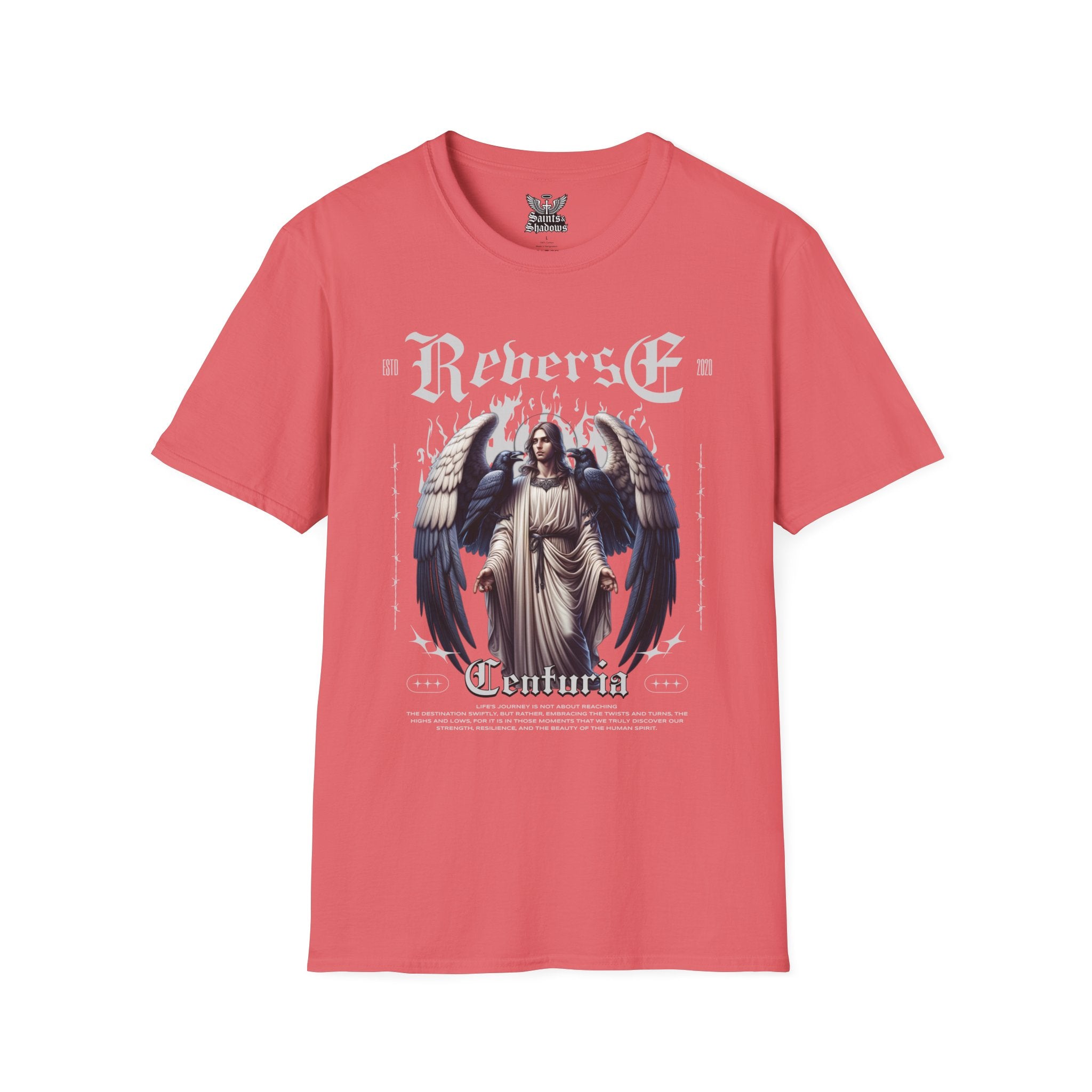 Saints and Shadows - Reverse Centuria, Angelic Artwork Unisex Softstyle T-Shirt, Casual Wear