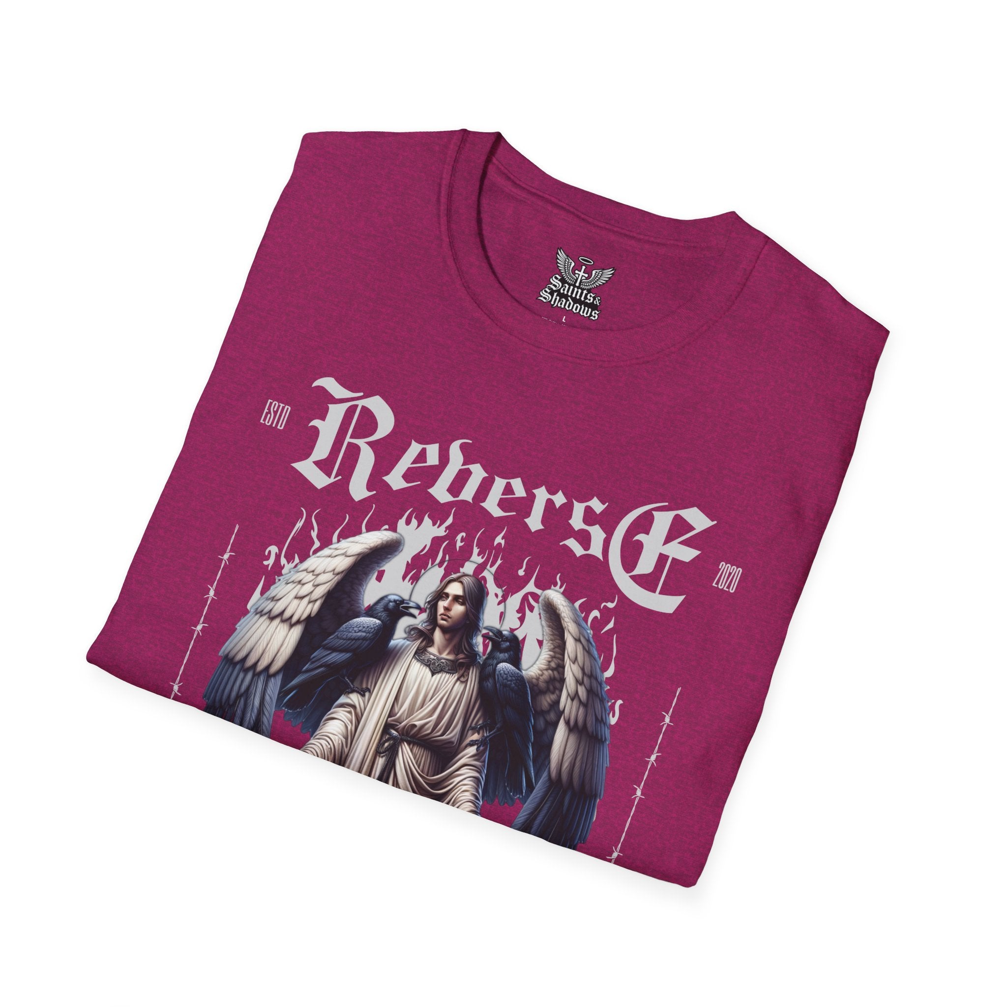 Saints and Shadows - Reverse Centuria, Angelic Artwork Unisex Softstyle T-Shirt, Casual Wear