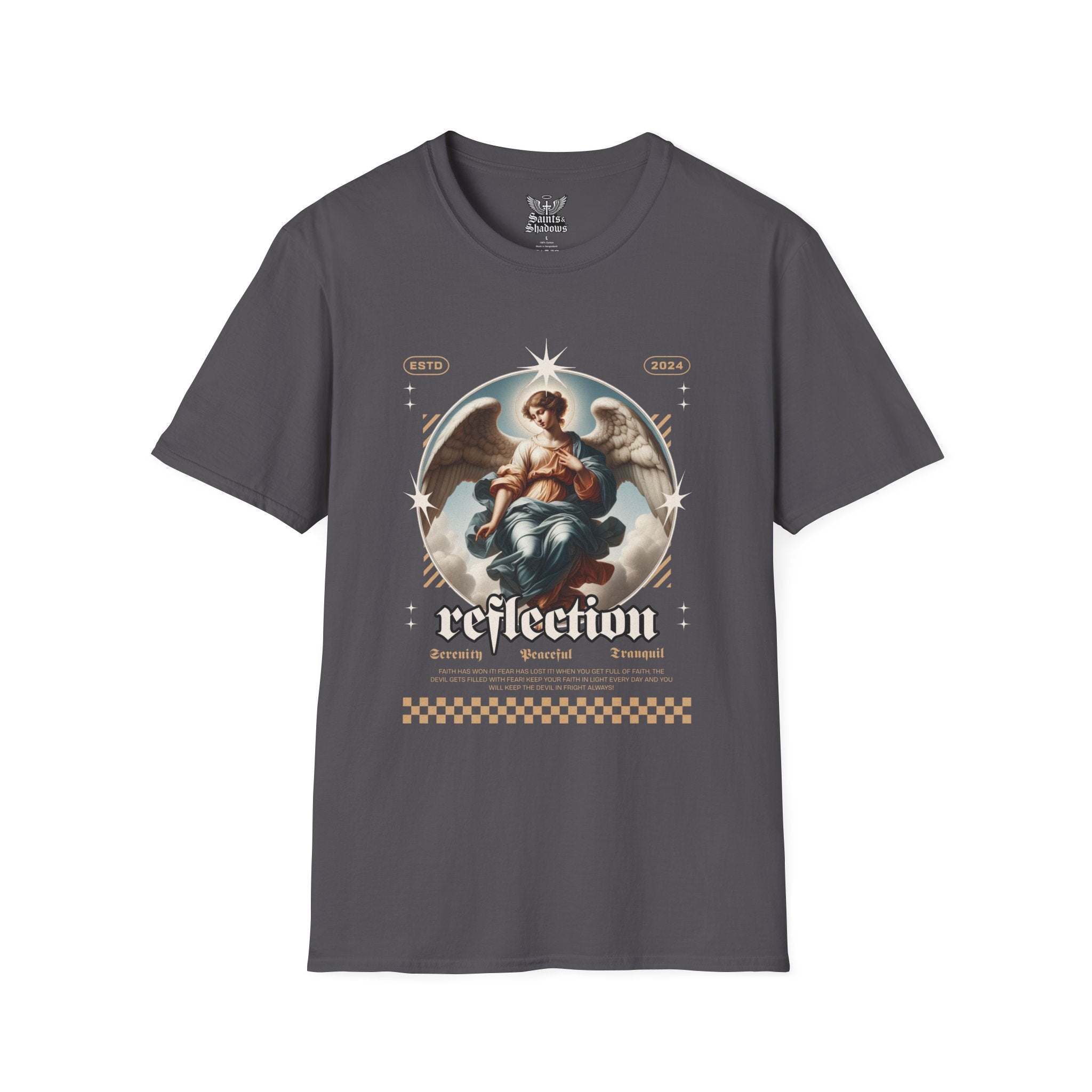 Saints and Shadows - Reflection, Angelic Artwork Unisex Softstyle T-Shirt, Casual Wear
