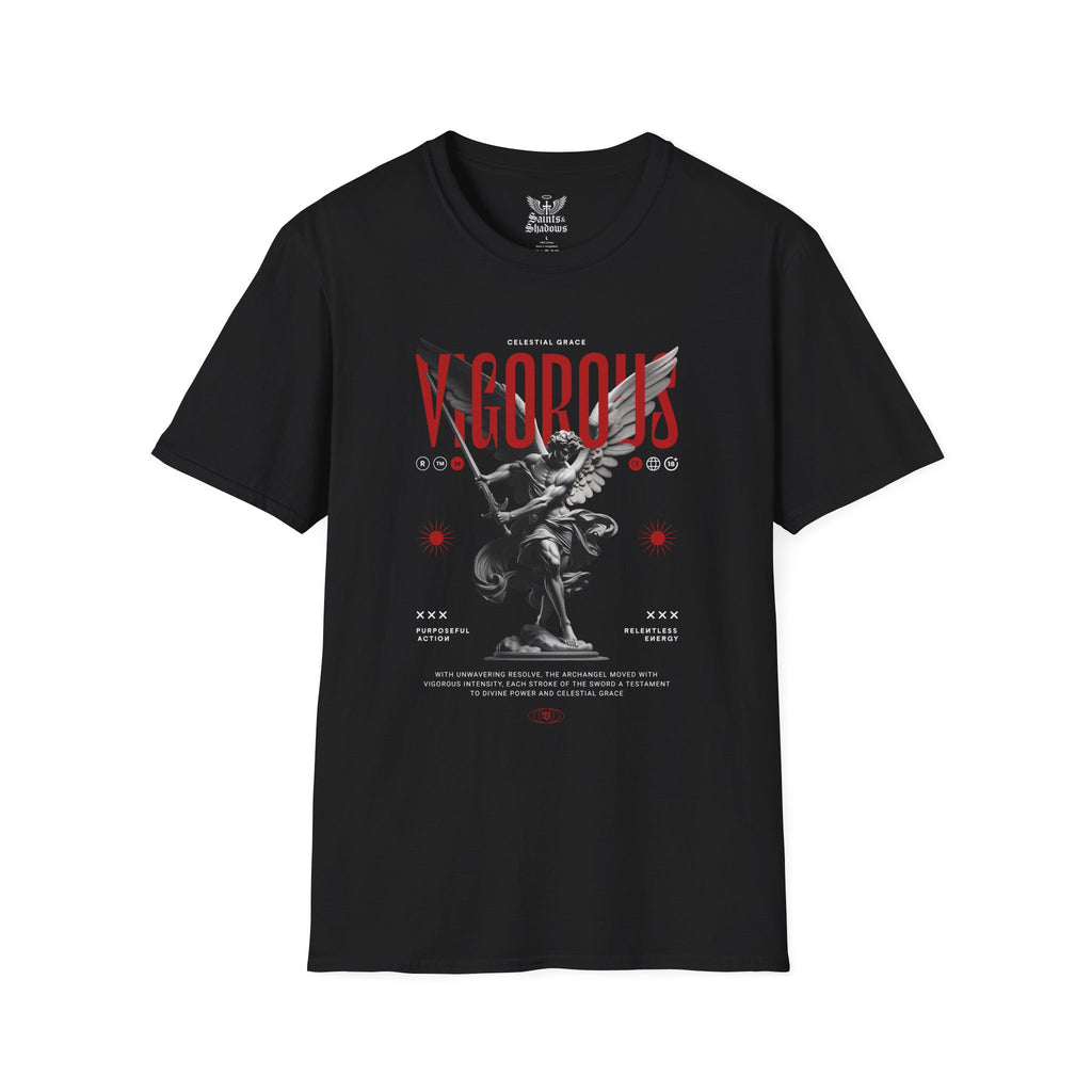 Saints and Shadows - Vigorous, Angelic Artwork Unisex Softstyle T-Shirt, Casual Wear