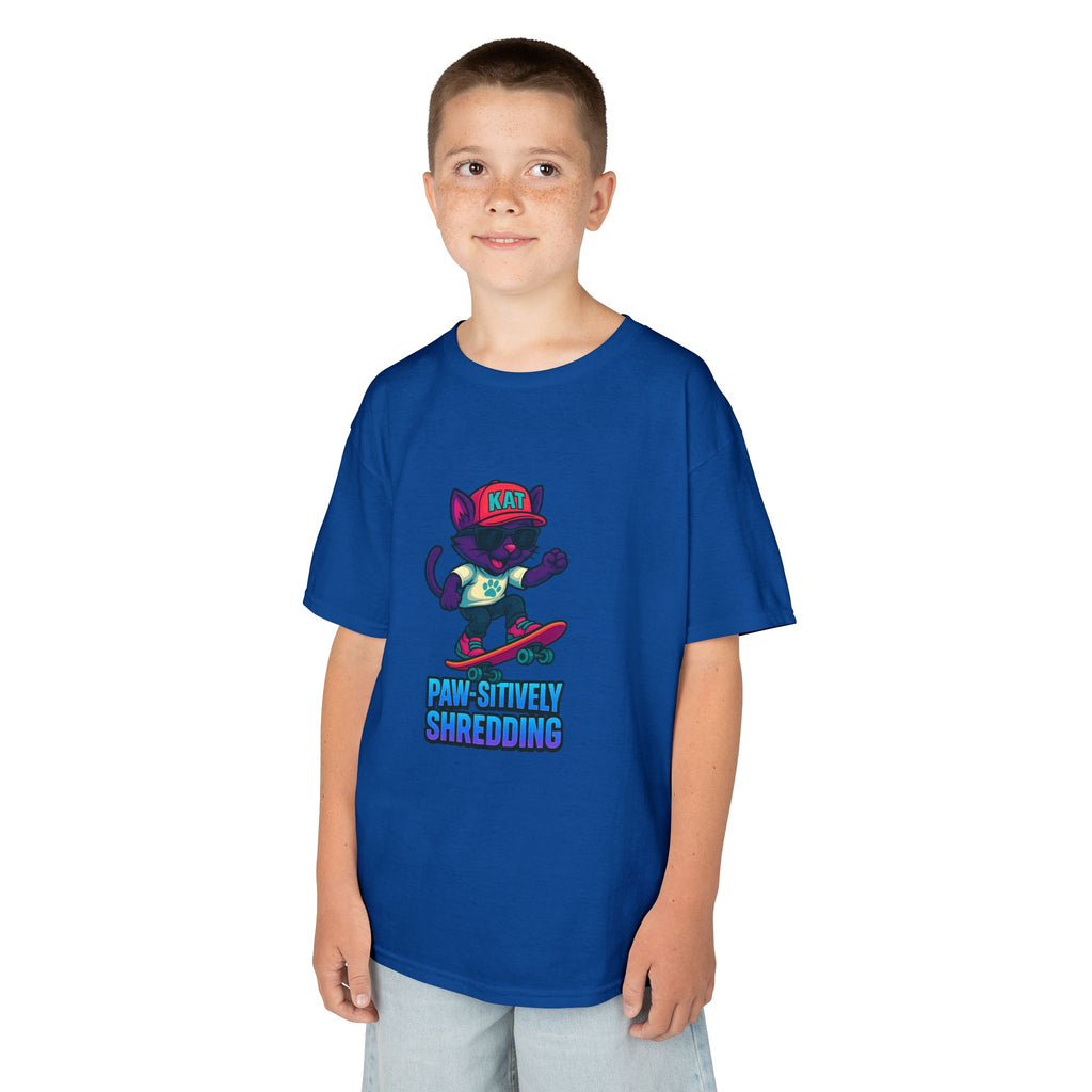 DJ KAT PAWS - Fun Skater Cat Design, Youth Summer T-Shirt, Cool Kids Apparel, Birthday Gift, Trendy Casual Wear