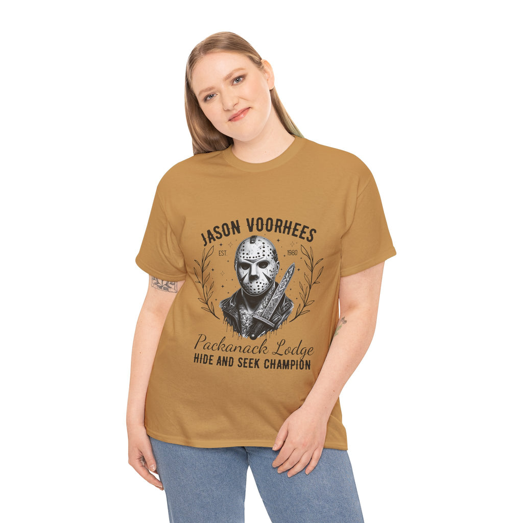 Jason Voorhees 'Hide and Seek Champion'  - Horror Graphic Tee, Unisex Cotton Shirt, Halloween Costume, Horror Movie Gift, Spooky T-Shirt, Horror Fan Apparel