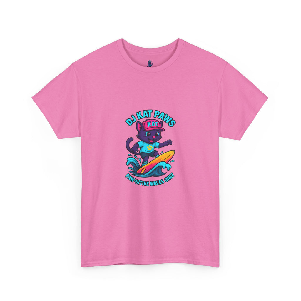 DJ KAT PAWS Surfing Fun T-Shirt | Stay Cool, Have Fun, Play Safe, Be You! | Fun Summer Tee, Gift for Cat Lovers, Beach Vibes