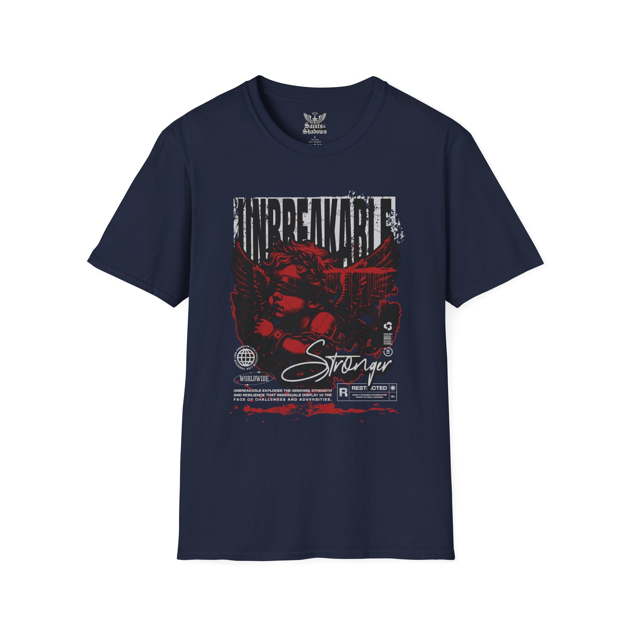 Saints and Shadows - Unbreakabe Strength, Angelic Artwork Unisex Softstyle T-Shirt, Casual Wear