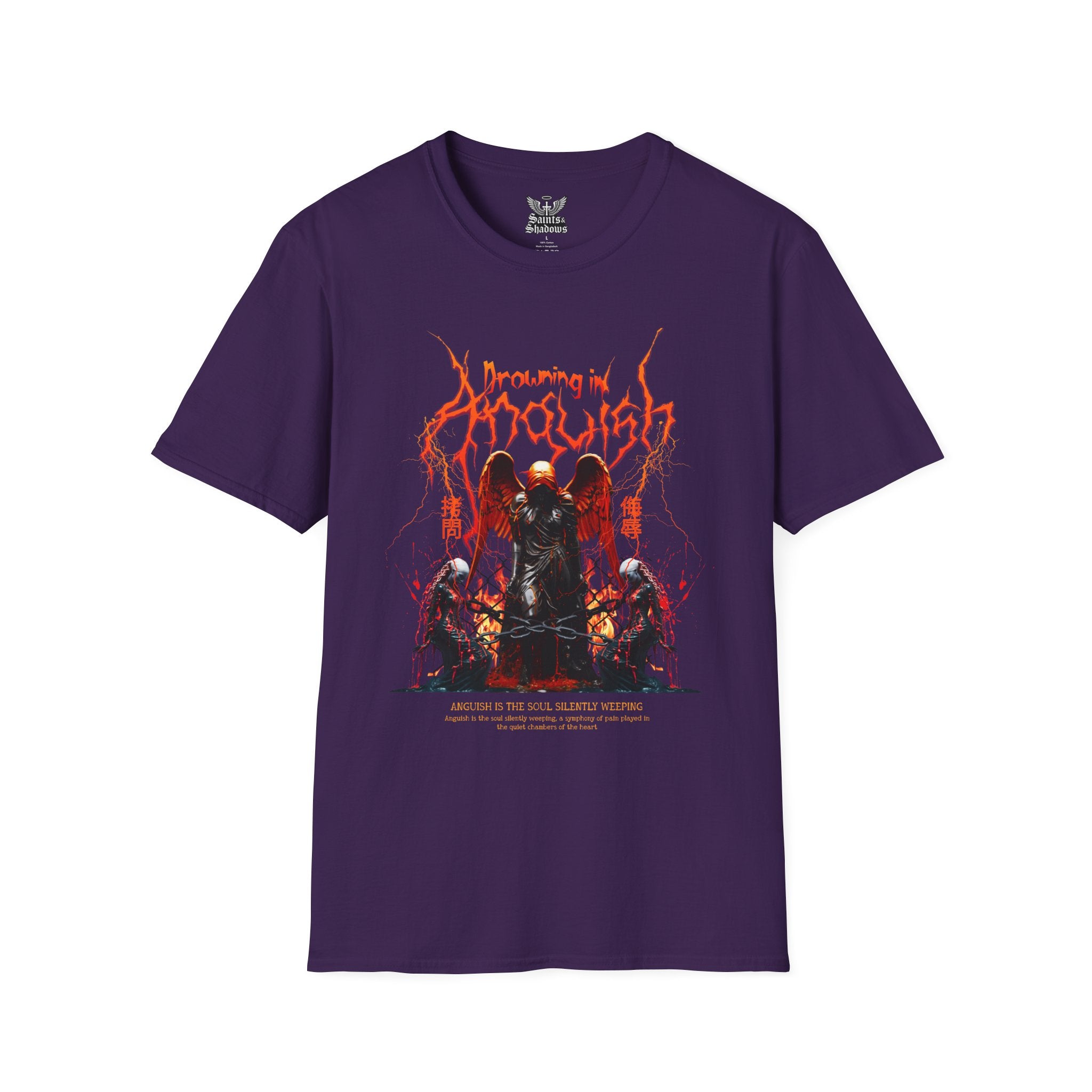 Saints and Shadows -Drowning In Anguish, Angelic Artwork Unisex Softstyle T-Shirt, Casual Wear