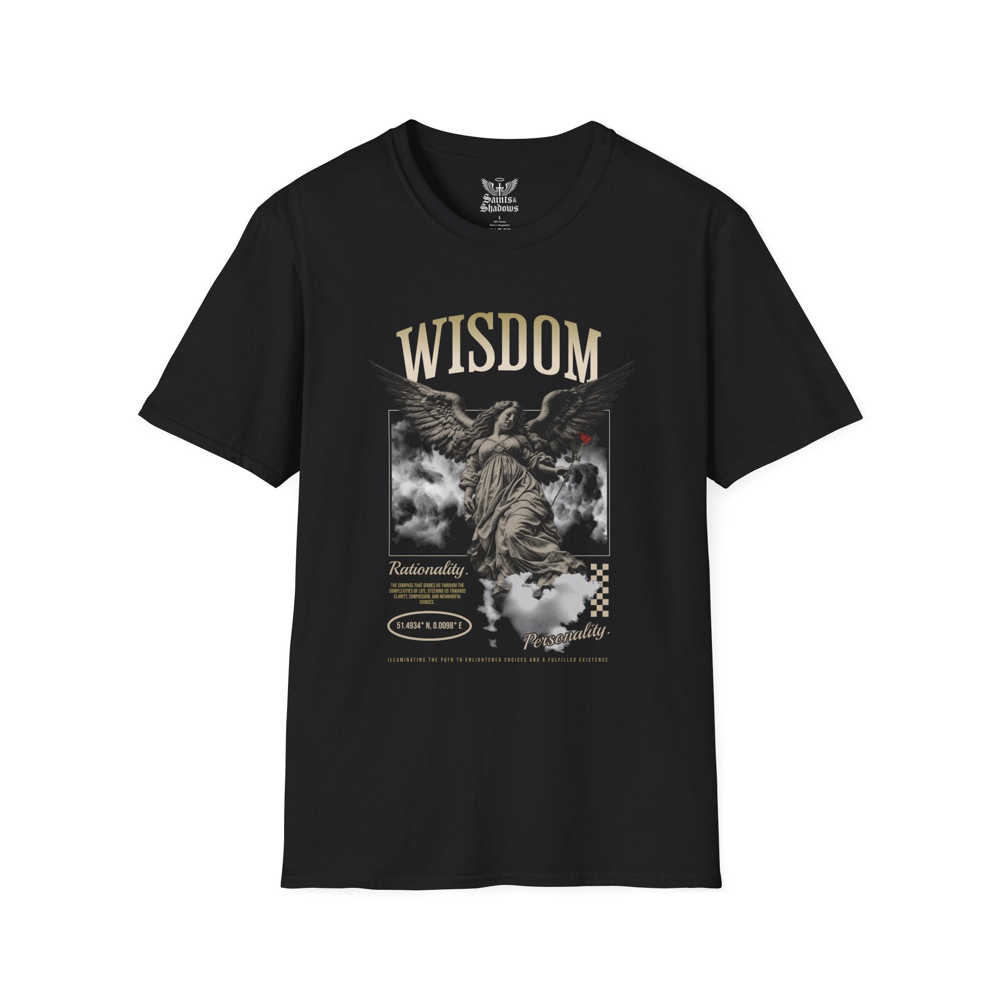 Saints and Shadows - Wisdom, Angelic Artwork Unisex Softstyle T-Shirt, Casual Wear