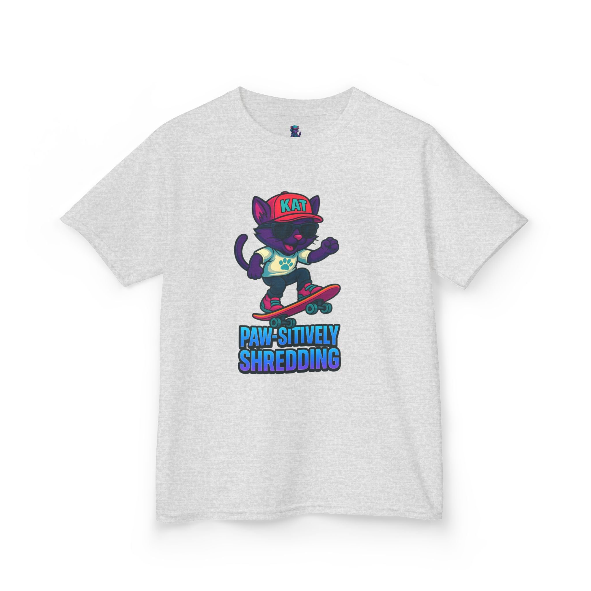DJ KAT PAWS - Fun Skater Cat Design, Youth Summer T-Shirt, Cool Kids Apparel, Birthday Gift, Trendy Casual Wear