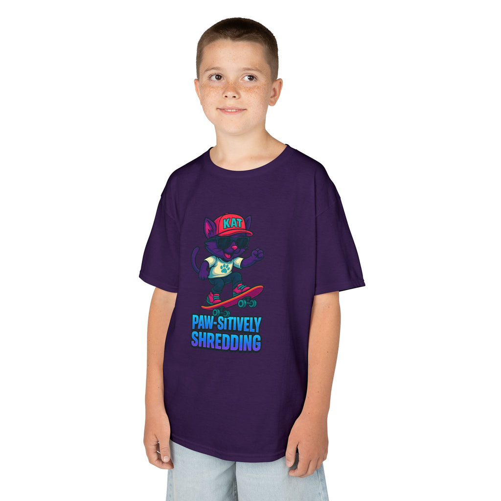 DJ KAT PAWS - Fun Skater Cat Design, Youth Summer T-Shirt, Cool Kids Apparel, Birthday Gift, Trendy Casual Wear