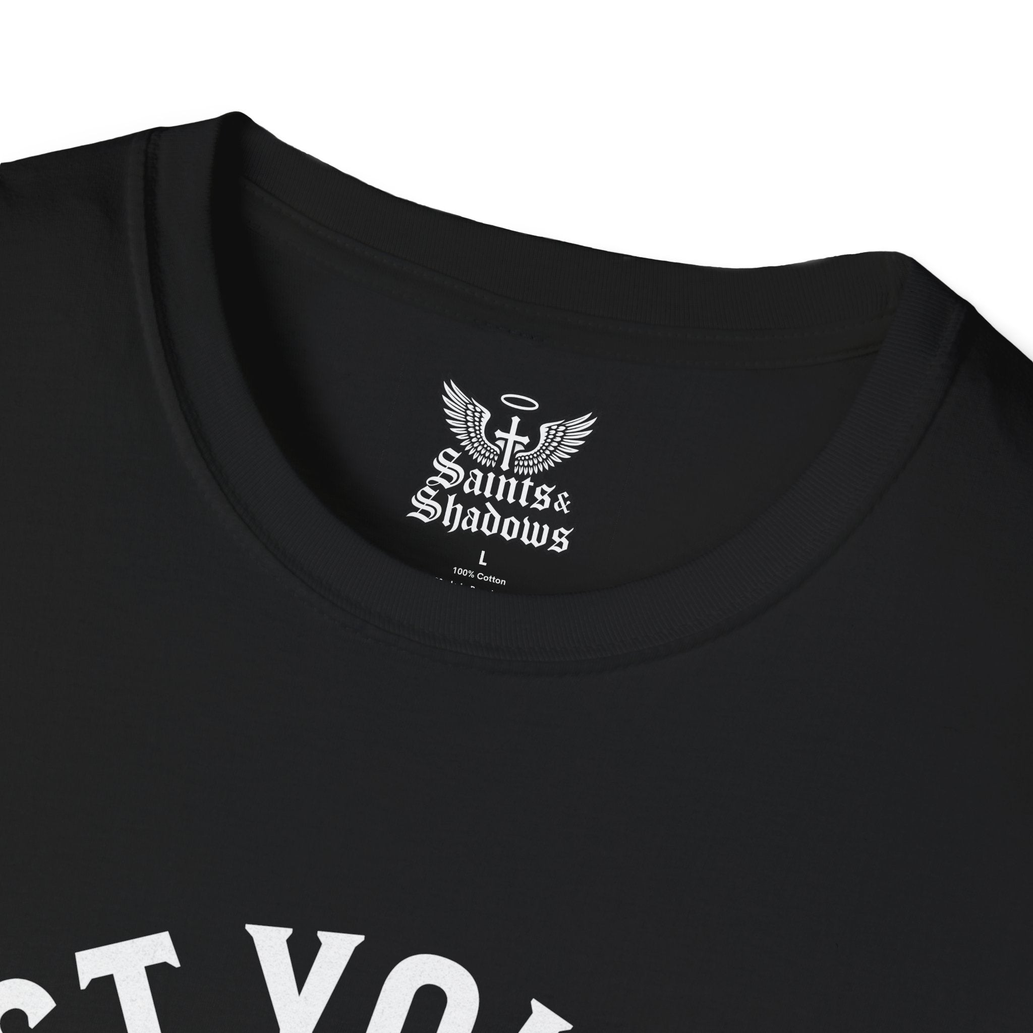 Saints and Shadows - Protect Your Peace, Angelic Artwork Unisex Softstyle T-Shirt, Casual Wear