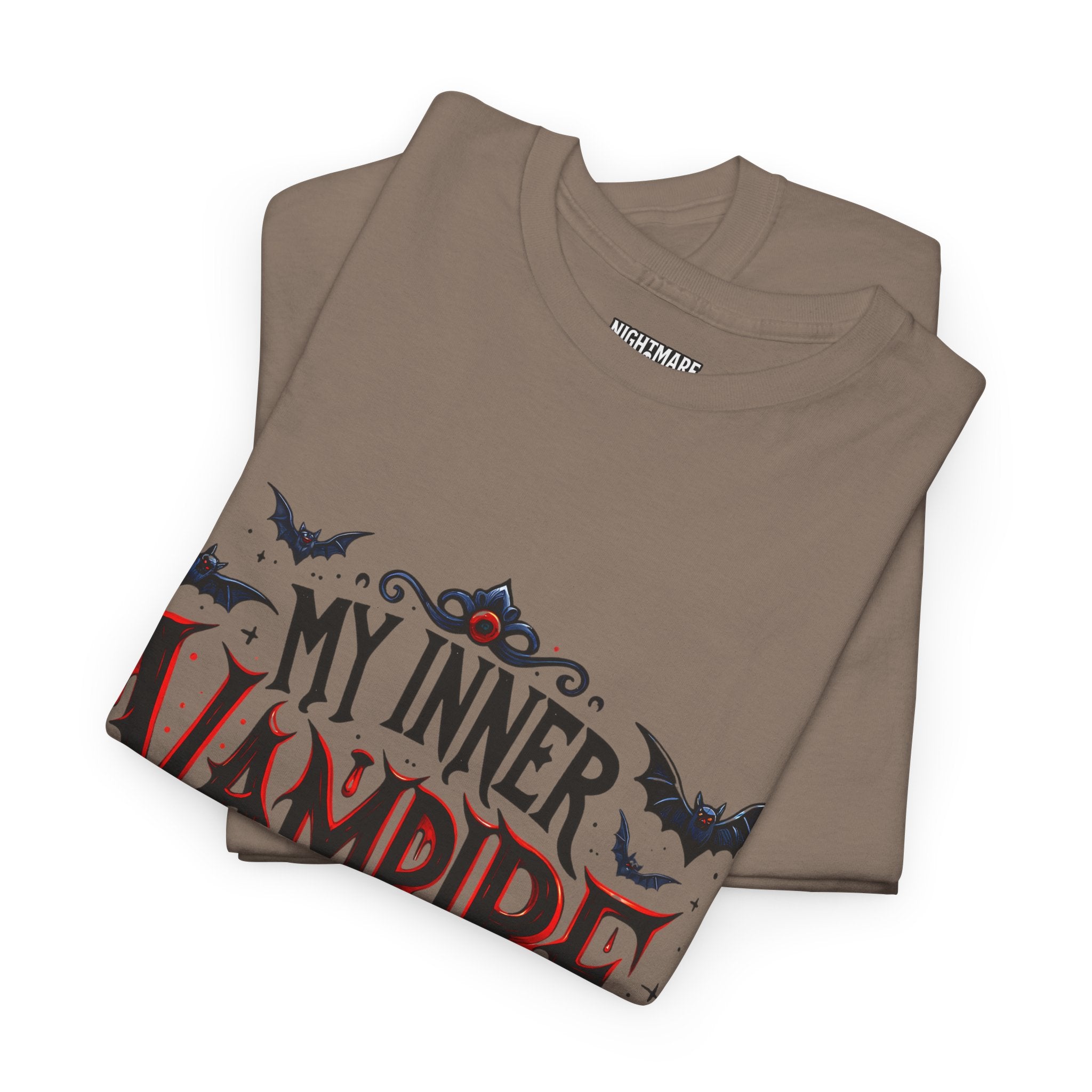 My Inner Vampire Hates Mornings, Tee - Unisex Heavy Cotton Shirt for Halloween, Gifts, Casual Wear, Funny T-Shirt, Vampire Lover Apparel