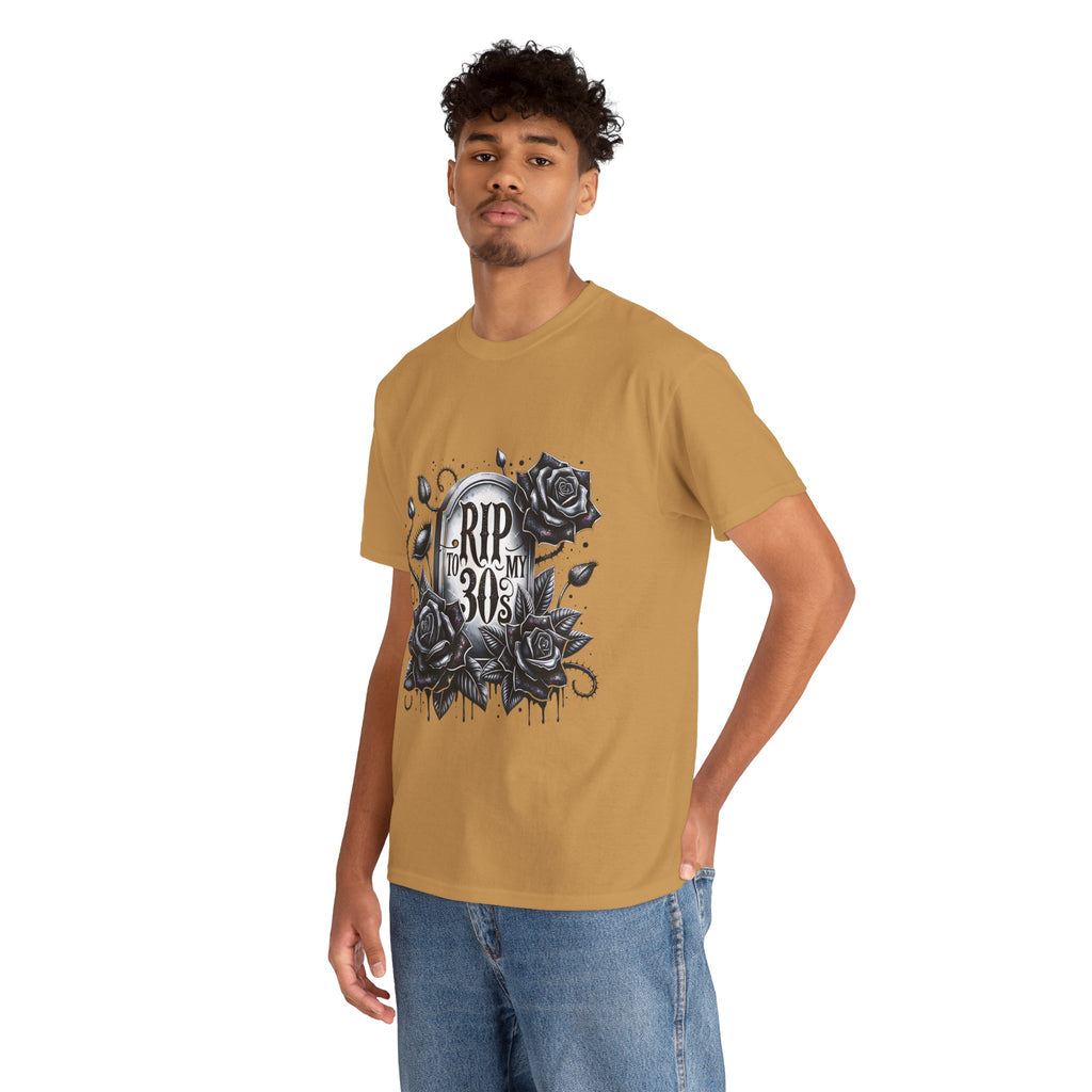 RIP to My 30s, Heavy, Unisex Graphic Shirt, Birthday Gift, Casual Wear, Vintage Style, Floral Design T-shirt