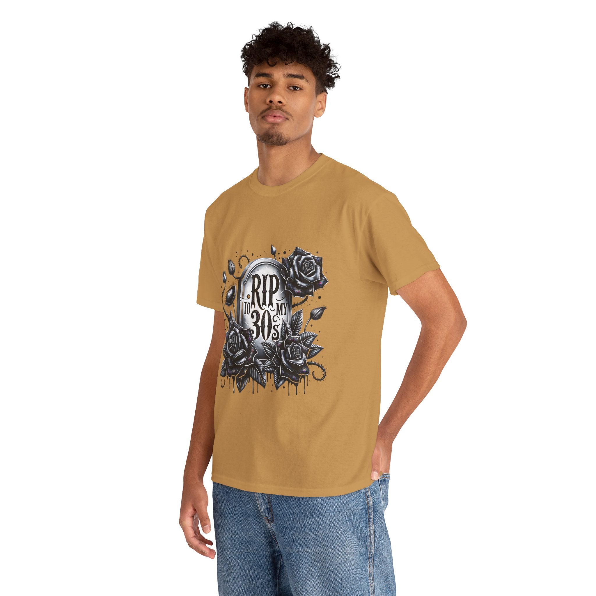 RIP to My 30s, Heavy, Unisex Graphic Shirt, Birthday Gift, Casual Wear, Vintage Style, Floral Design T-shirt