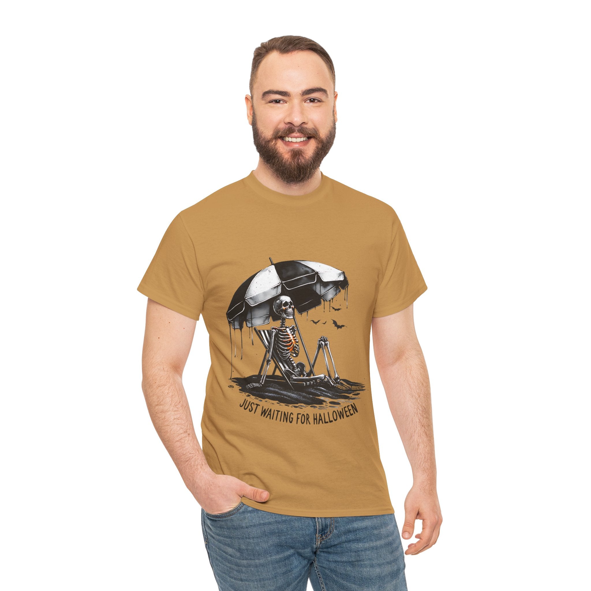 Just Waiting for Halloween, Heavy, Unisex Graphic Shirt, Birthday Gift, Casual Wear, Vintage Style, Floral Design T-shirt