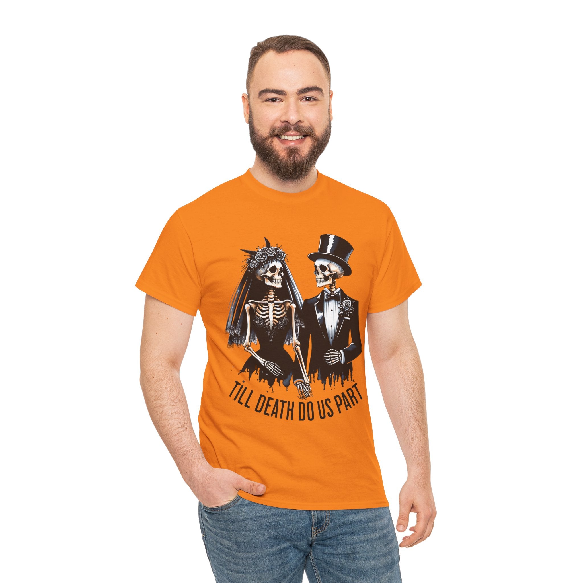 Skeleton Bride and Groom Wedding. Til Death, Tee - Horror Graphic Tee, Unisex Cotton Shirt, Halloween Costume, Horror Movie Gift, Spooky T-Shirt, Horror Fan Apparel