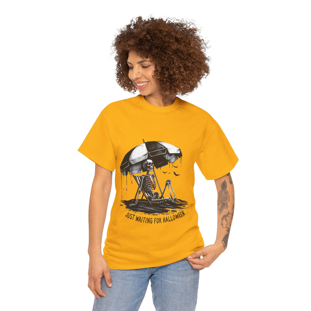 Just Waiting for Halloween, Heavy, Unisex Graphic Shirt, Birthday Gift, Casual Wear, Vintage Style, Floral Design T-shirt