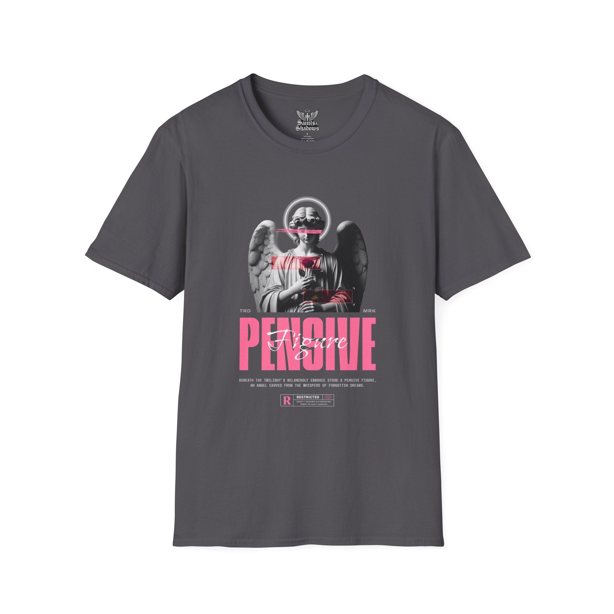 Saints and Shadows - Pensive, Angelic Artwork Unisex Softstyle T-Shirt, Casual Wear