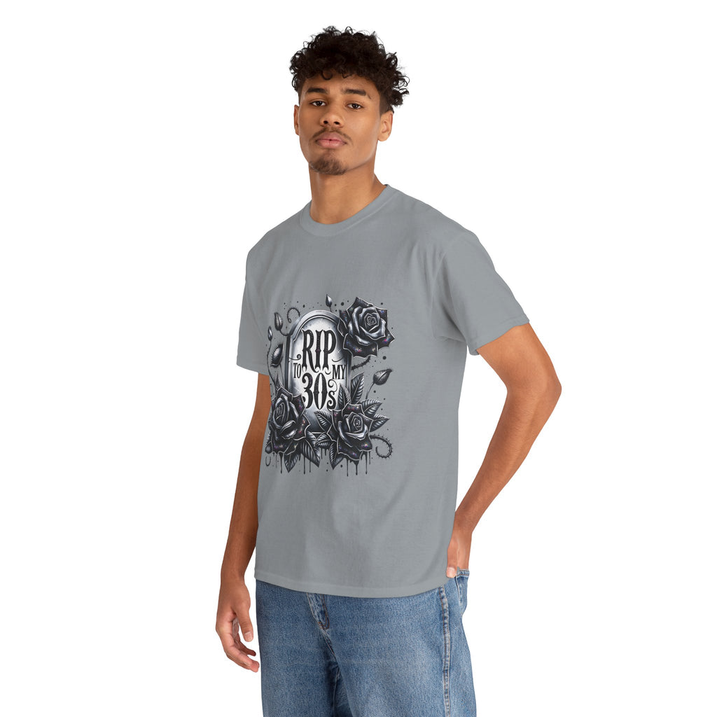 RIP to My 30s, Heavy, Unisex Graphic Shirt, Birthday Gift, Casual Wear, Vintage Style, Floral Design T-shirt