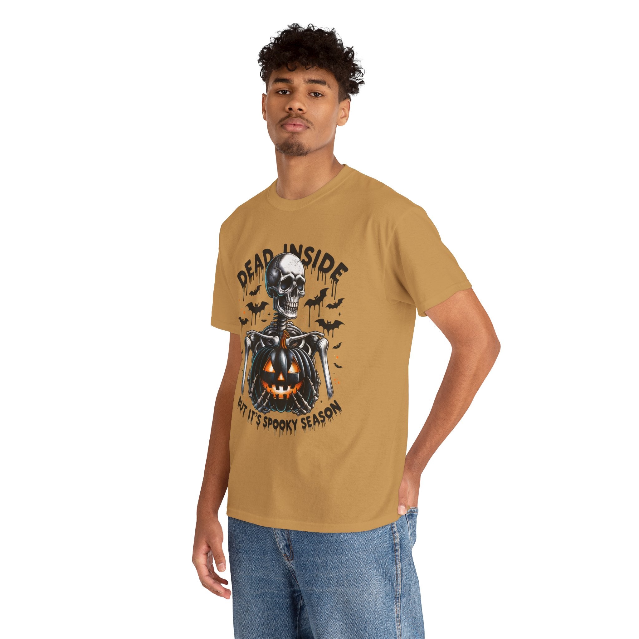 Dead Inside, Spooky Season Tee, Unisex Heavy Cotton T-Shirt, Halloween Shirt, Fun Casual Wear, Graphic Tee, Gift for Halloween Lovers