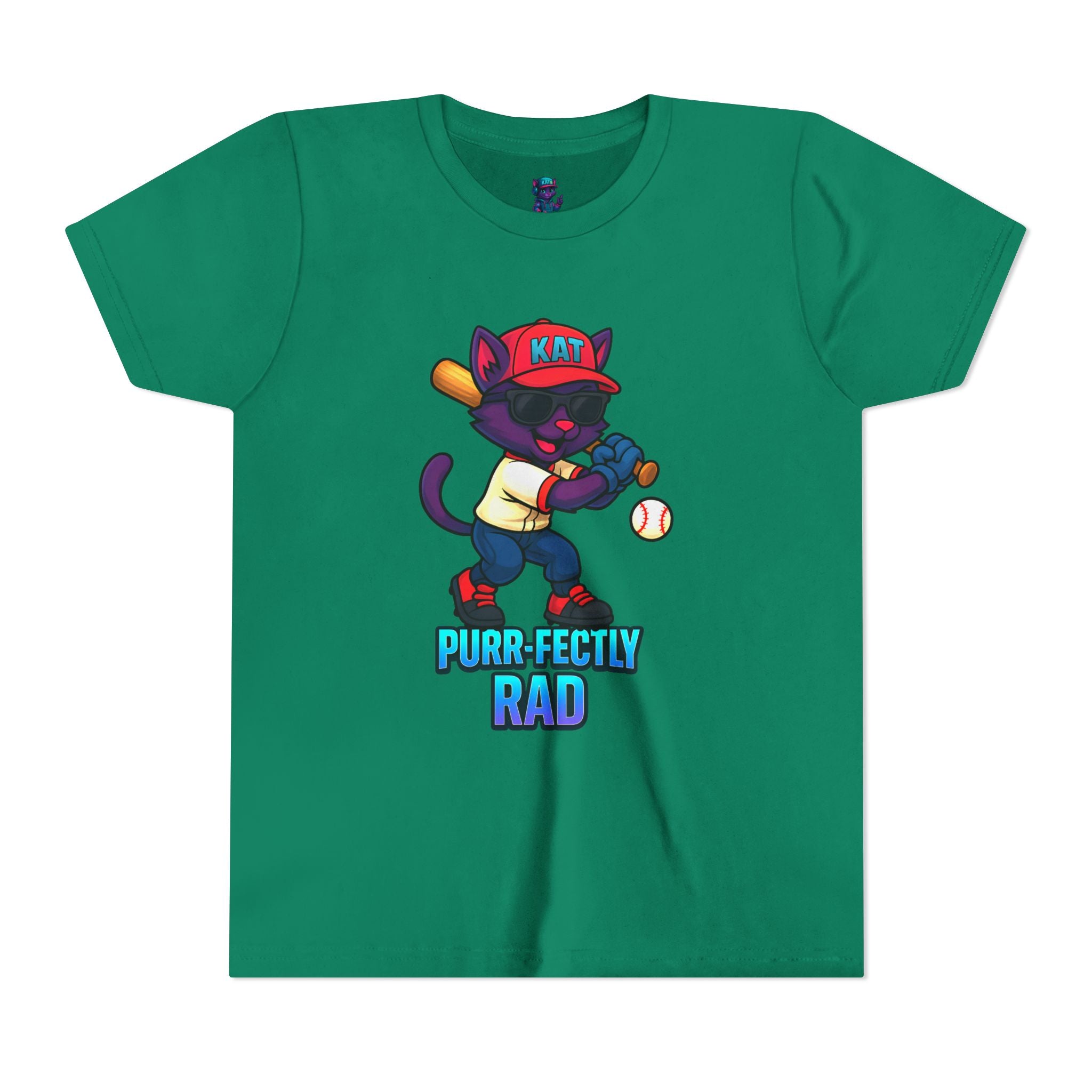 DJ KAT PAWS – Purr-fectly Rad Baseball Youth Tee | Fun Kids Graphic Shirt, Cool Cat Design, Perfect for Birthdays, Playdates & Sports Events