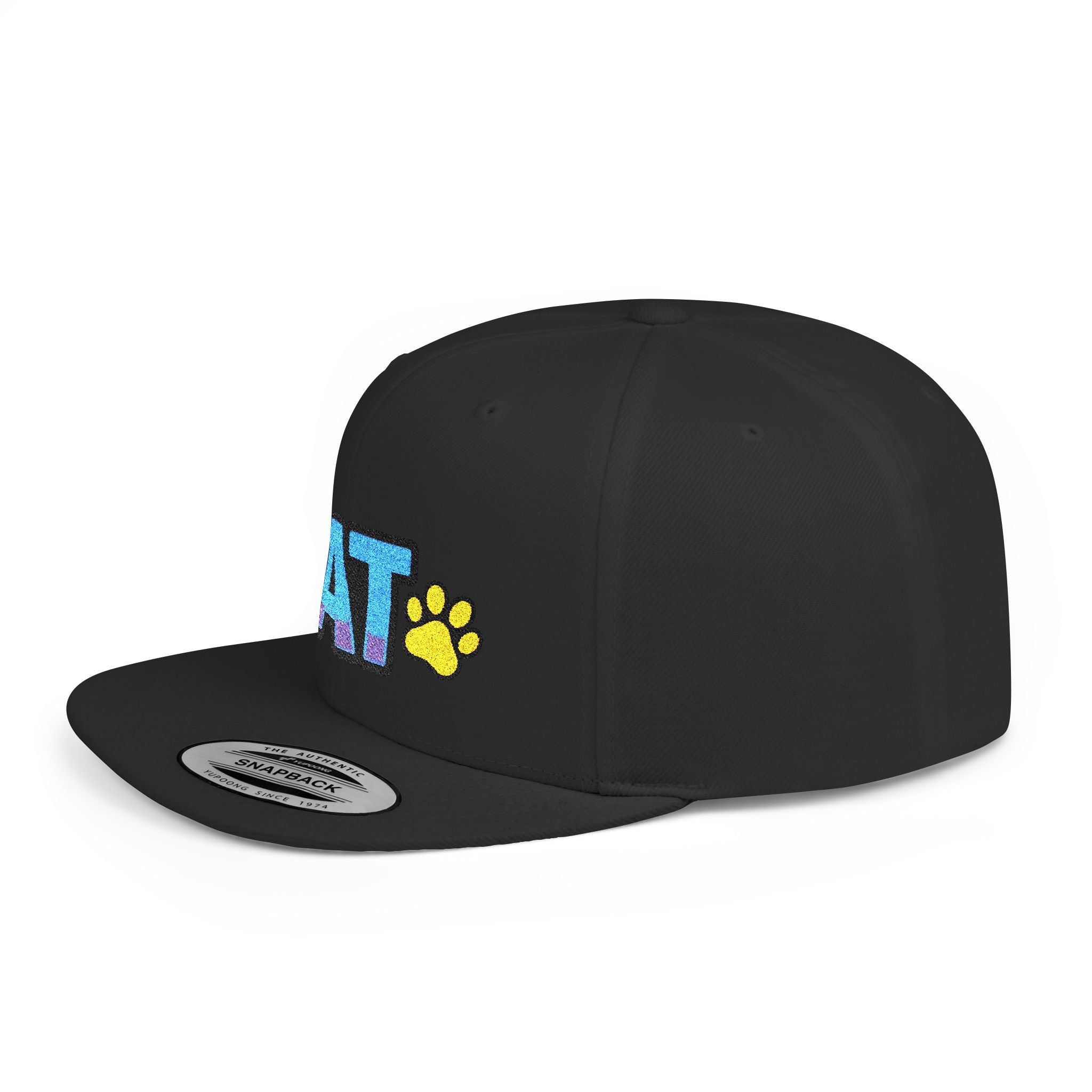 DJ Kat Paws Flat Bill Snapback Hat, Paw Print Cap for Music Lovers and Trendsetters
