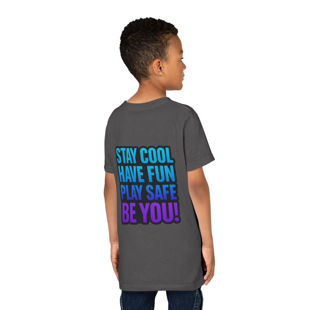 DJ KAT PAWS Paw-sitively Shredding, Skateboarding Youth Tee | Fun Summer Shirt, Motivational Kids T-Shirt, Birthday Gift for Boys & Girls