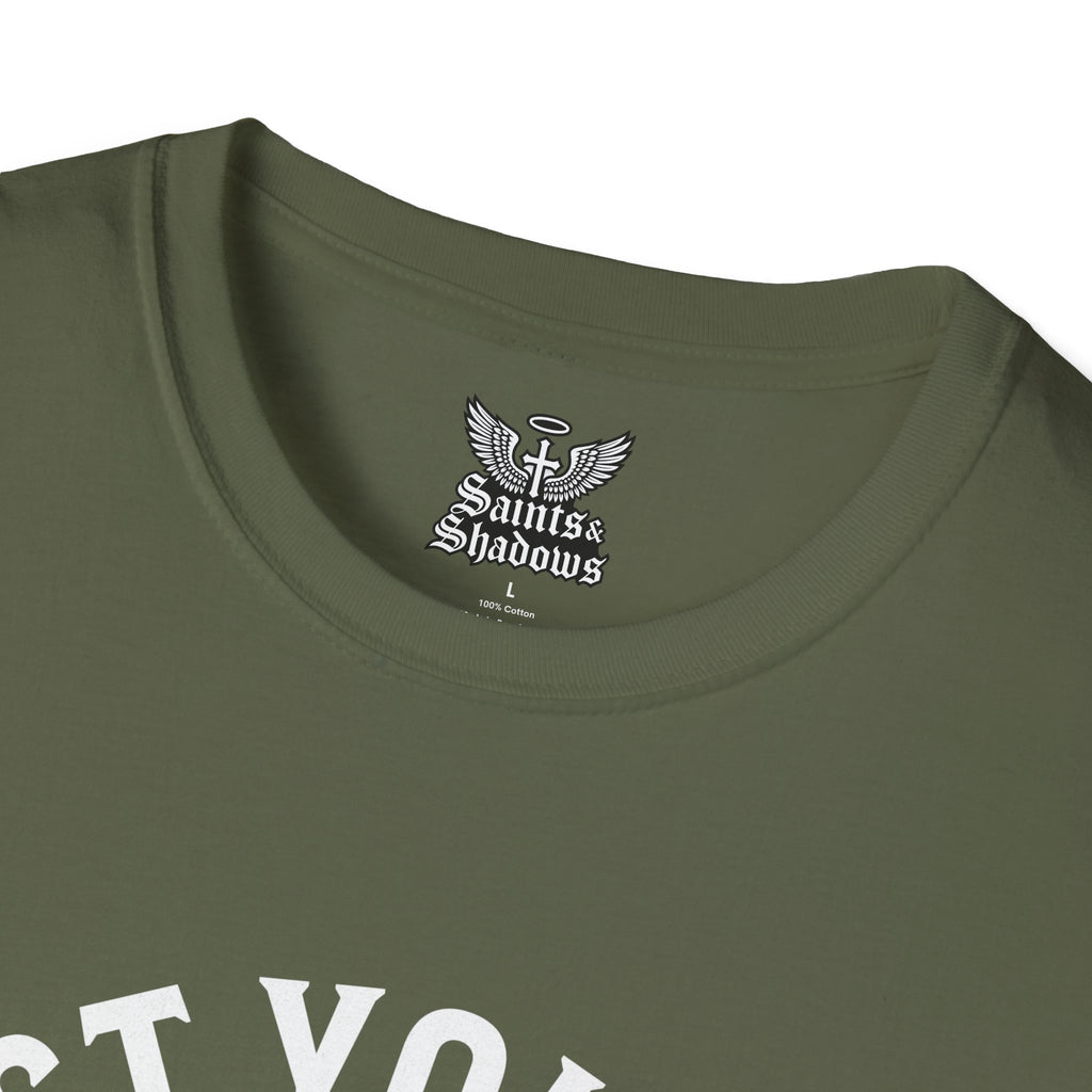 Saints and Shadows - Protect Your Peace, Angelic Artwork Unisex Softstyle T-Shirt, Casual Wear