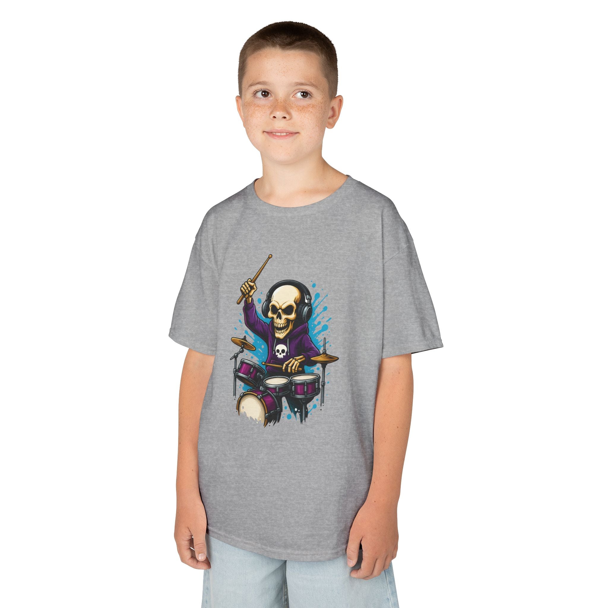 Bone Jams MC Bonez Kids Tee | Drummer Edition | Halloween Costume, Birthday Gift & Drop Dead Beats Apparel