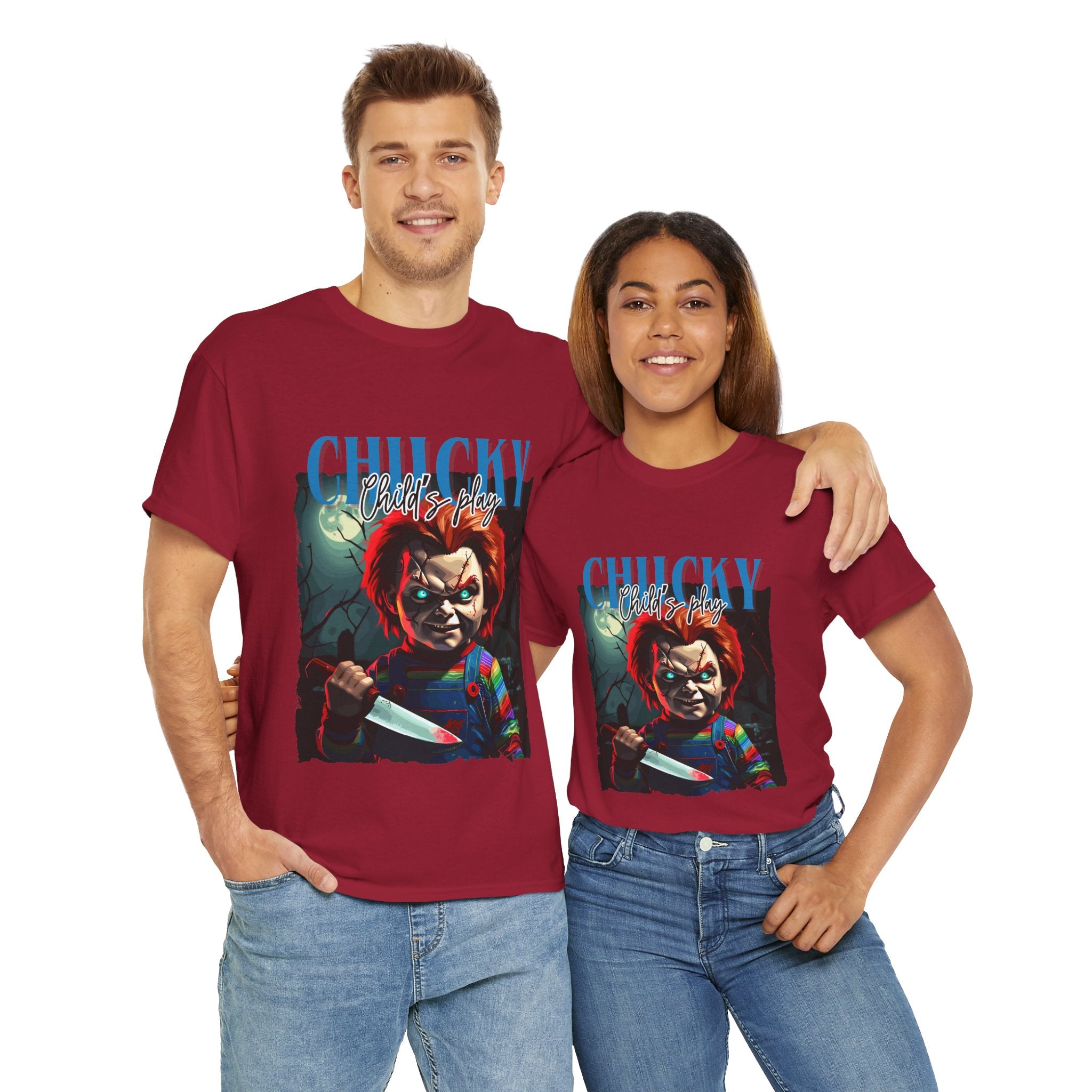 Chucky Horror Graphic Tee, Unisex Cotton Shirt, Halloween Costume, Horror Movie Gift, Spooky T-Shirt, Horror Fan Apparel