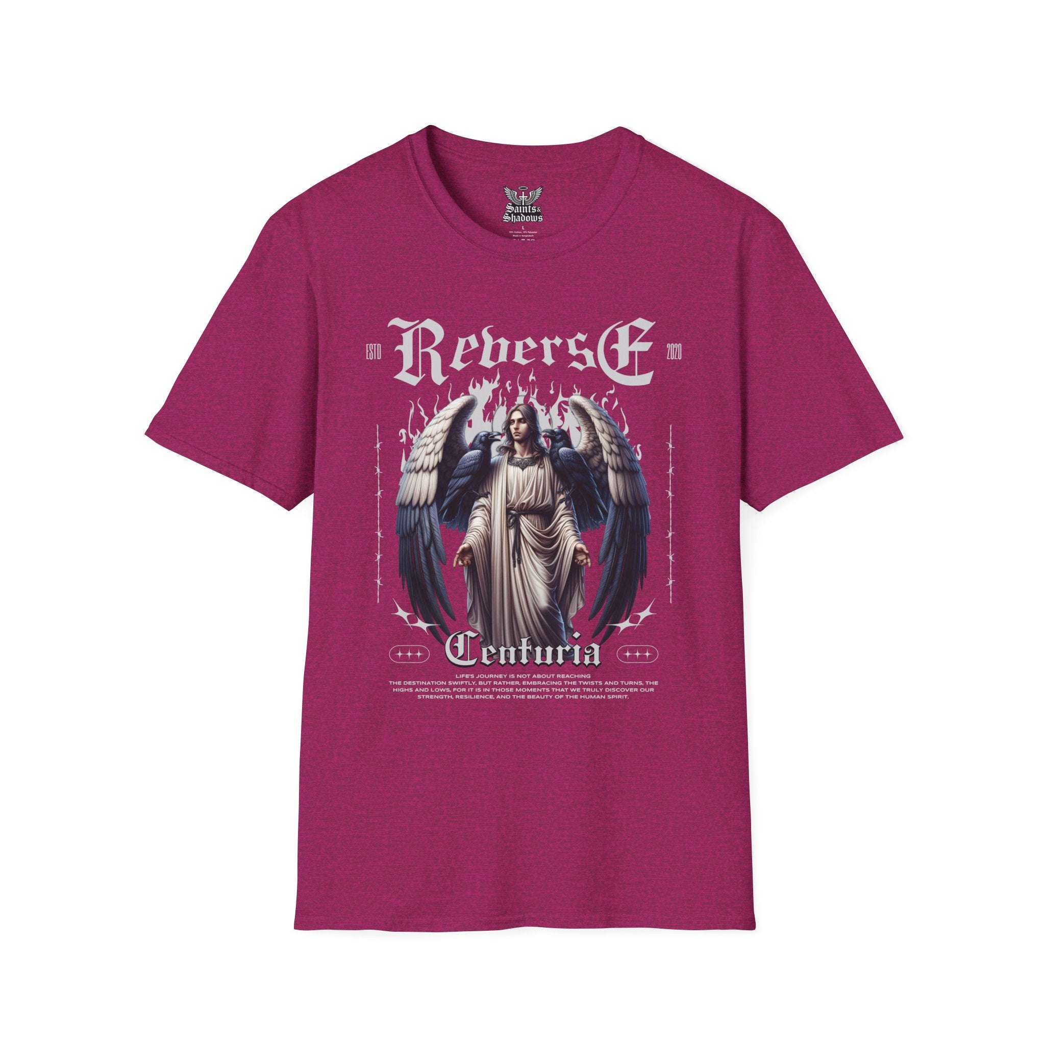 Saints and Shadows - Reverse Centuria, Angelic Artwork Unisex Softstyle T-Shirt, Casual Wear