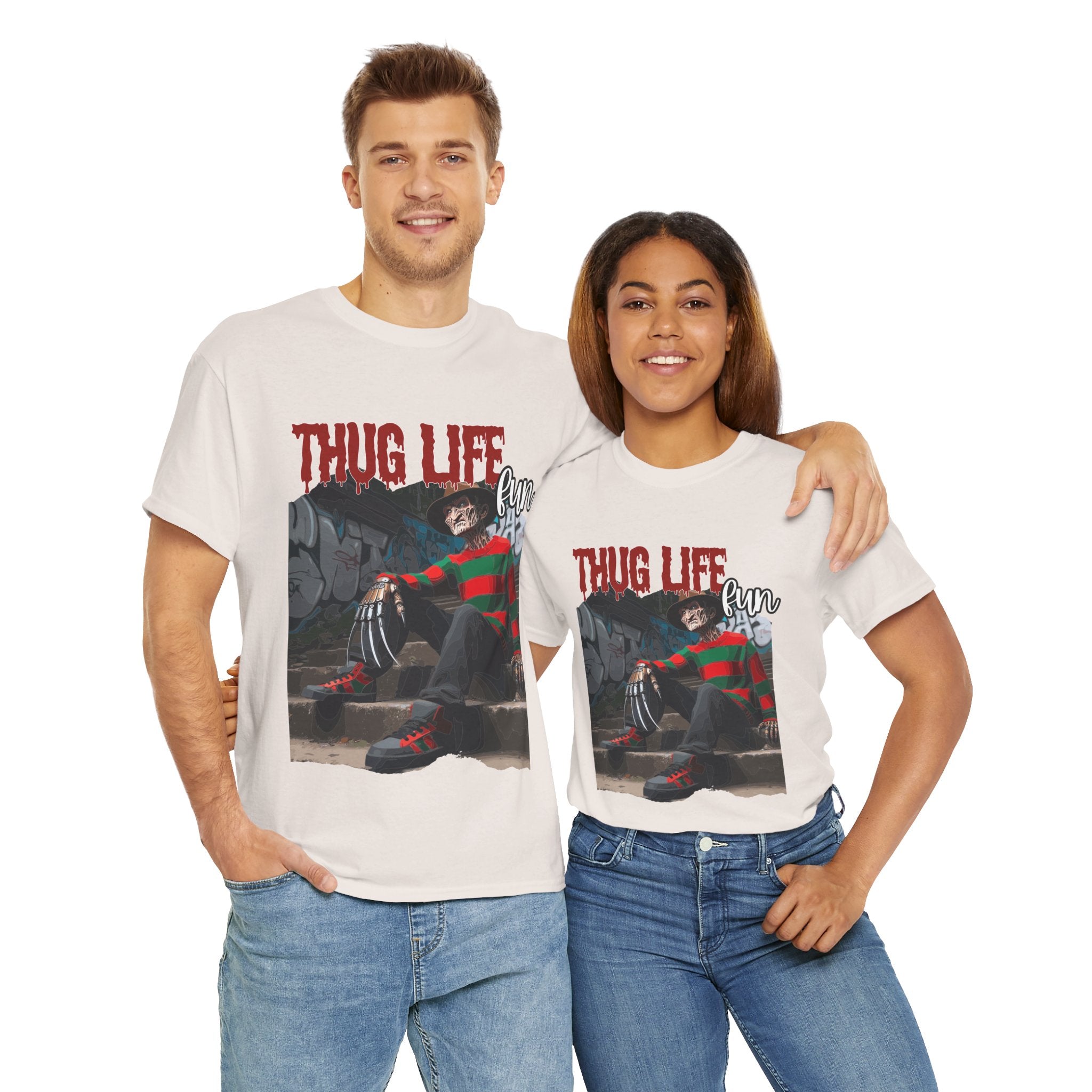 Freddie Kruger, Thug Life Tee - Horror Graphic Tee, Unisex Cotton Shirt, Halloween Costume, Horror Movie Gift