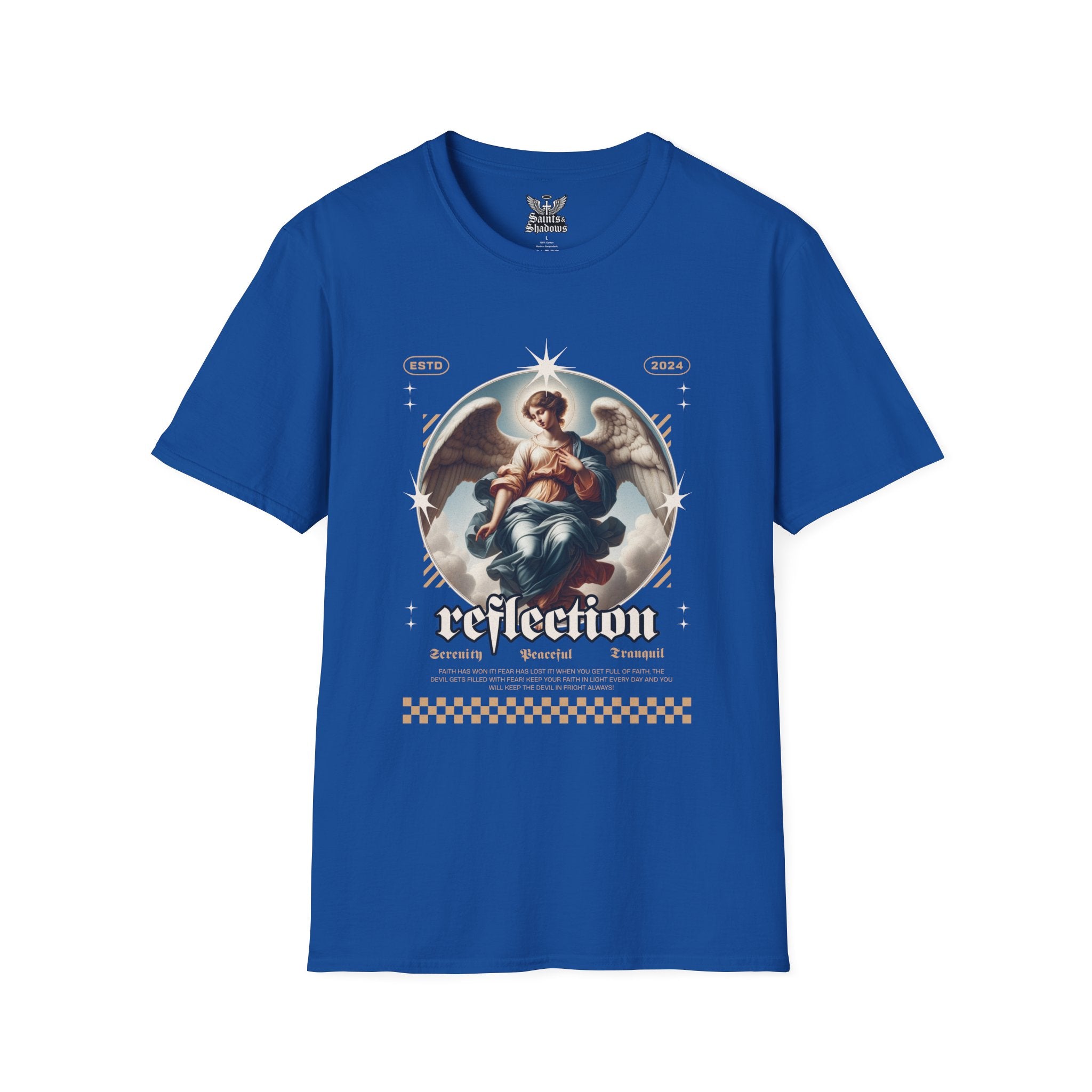 Saints and Shadows - Reflection, Angelic Artwork Unisex Softstyle T-Shirt, Casual Wear