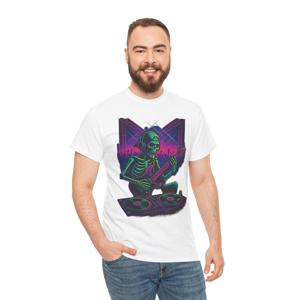 Bone Jams Rockin’ Skeleton, Tee | Loud Enough to Wake the Dead | Unisex Cotton Shirt for Music Lovers, Concerts, Halloween, Gifts