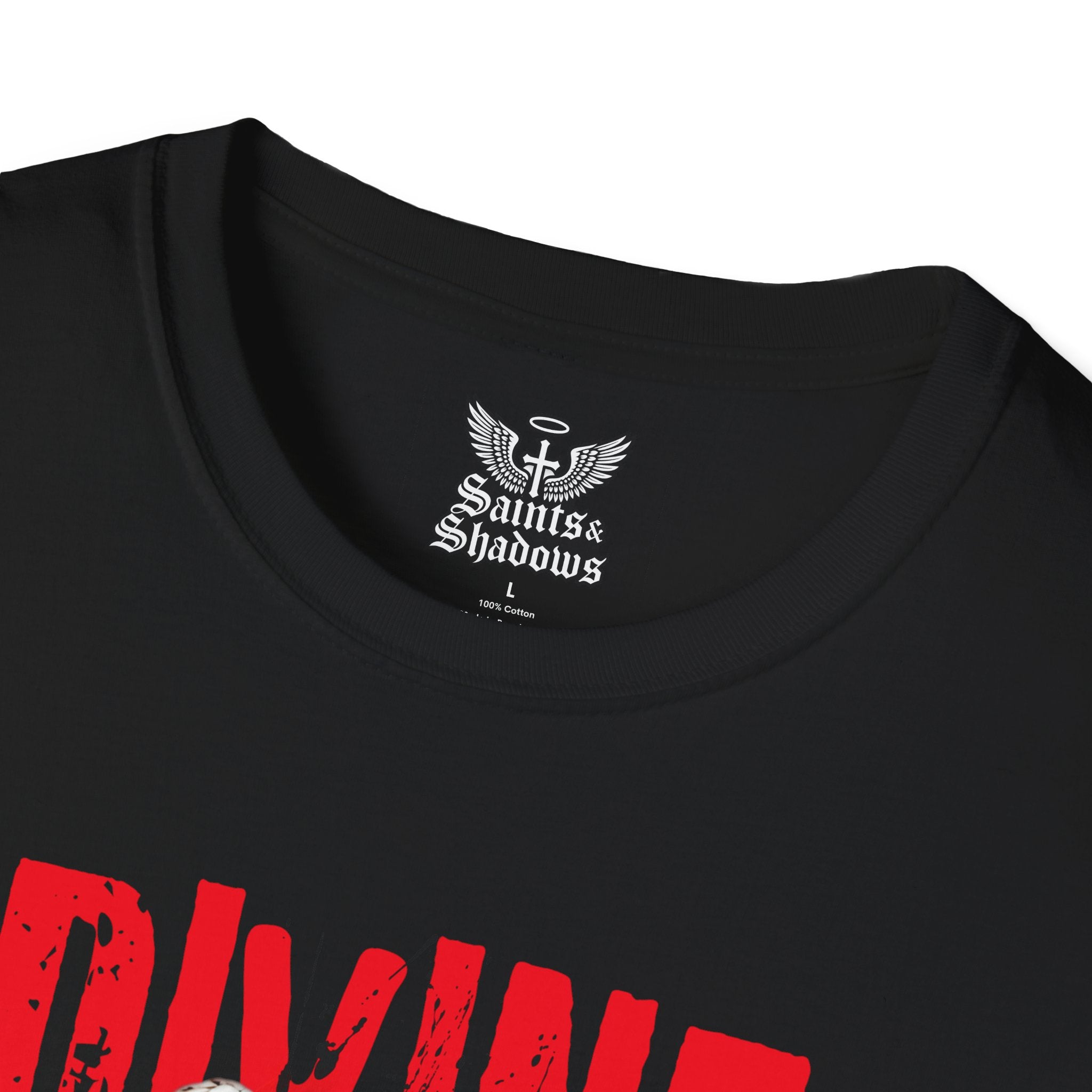 Saints and Shadows - Divine Death, Angelic Artwork Unisex Softstyle T-Shirt, Casual Wear