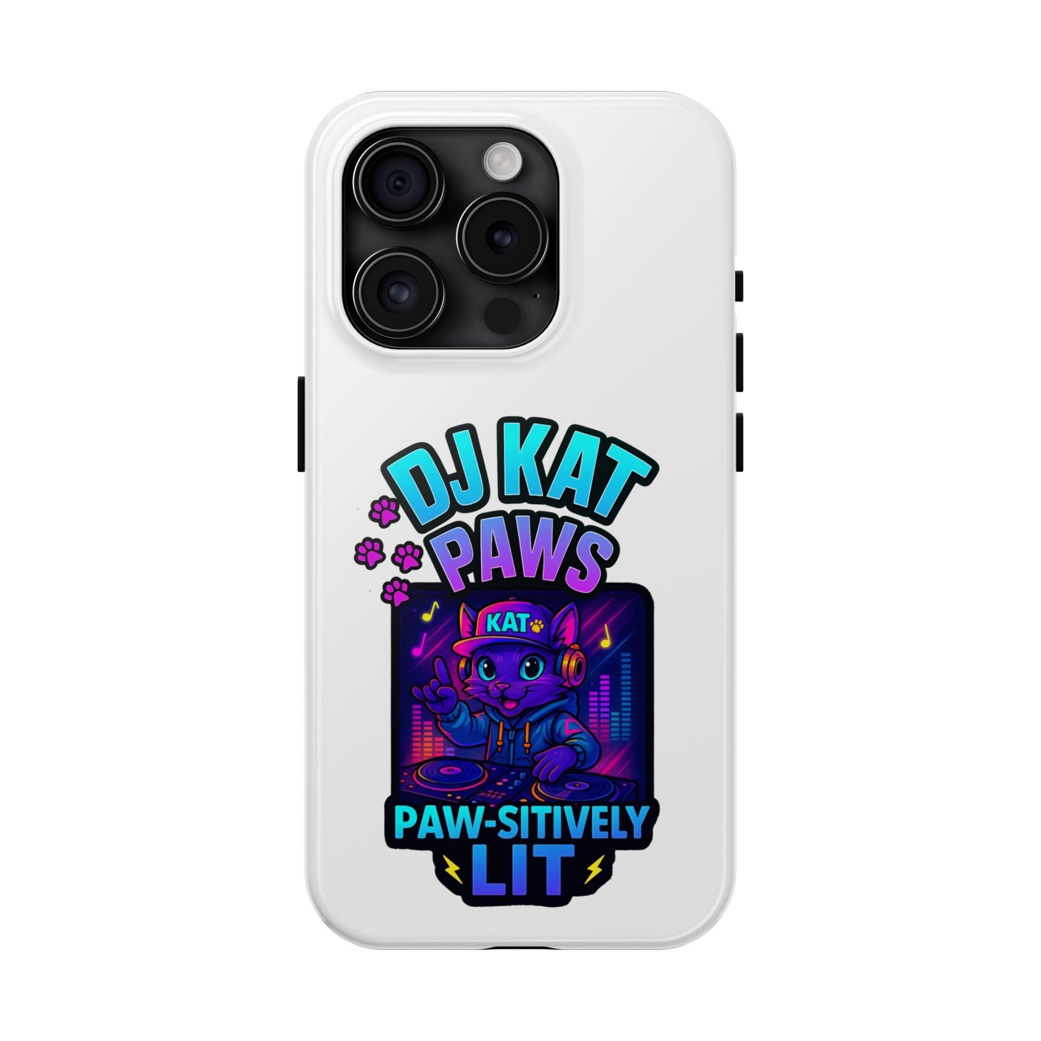 DJ KAT PAWS - Paw-sitively LIT | Tough Phone Cases - Unique Gift for Cat Lovers, Funny Phone Accessory, Music Lover's Case, Pet Owner Present